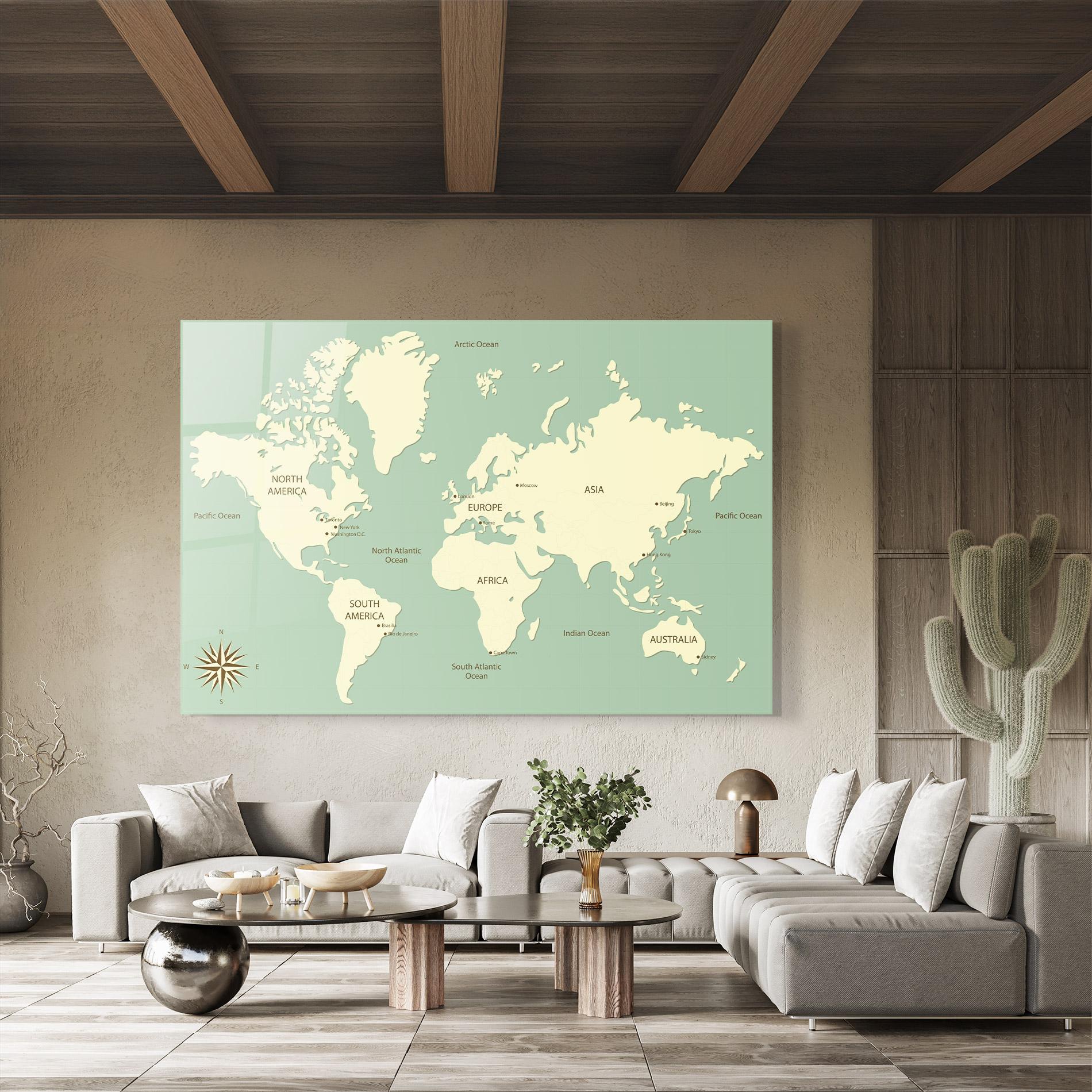 Glasbild Green Cream Map mockup 8
