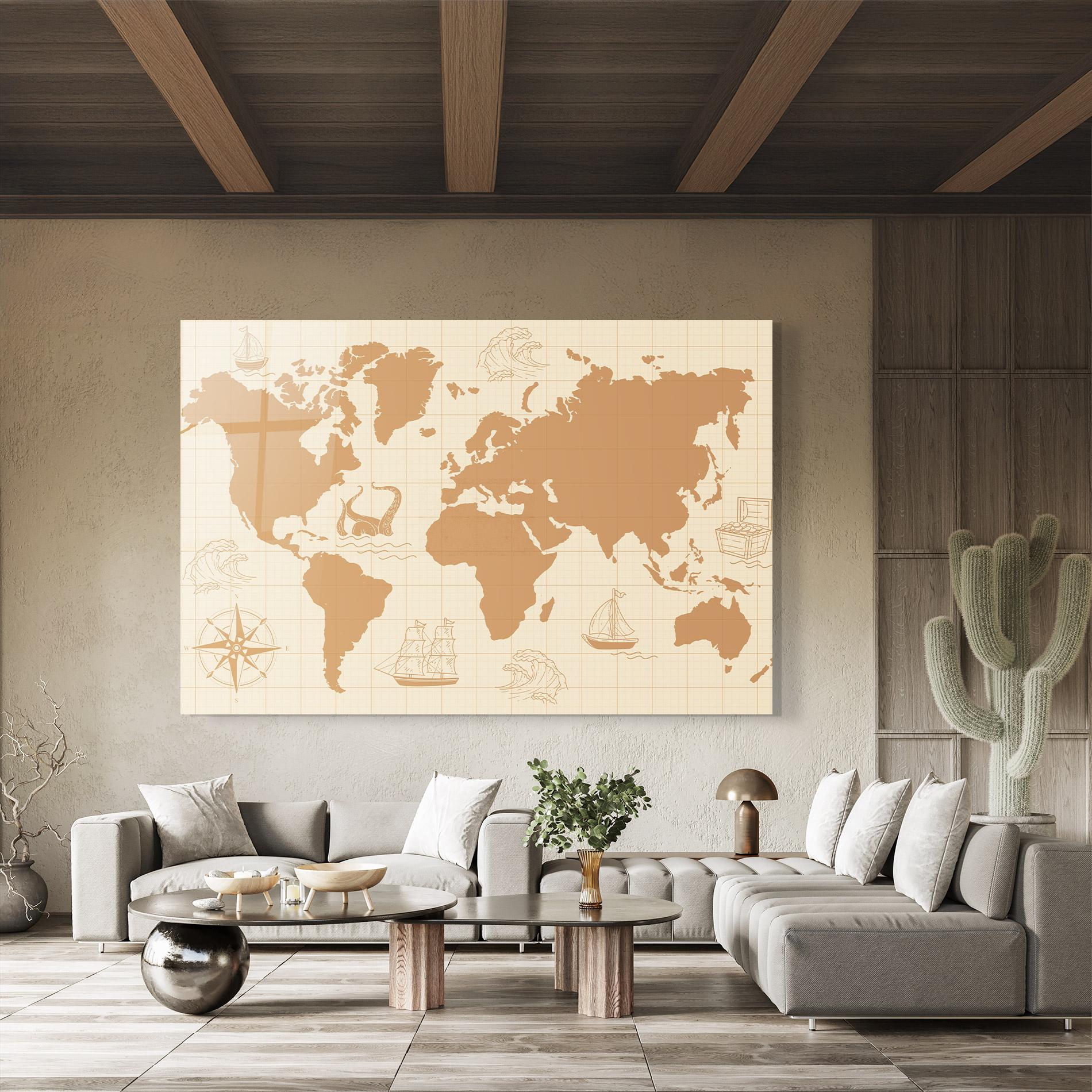 Glasbild Light Cream Map mockup 8