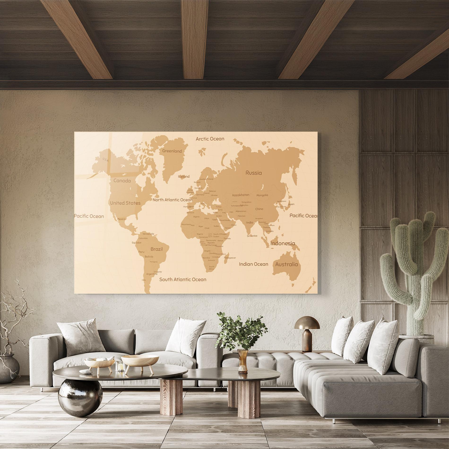 Glasbild Ocean Old Map mockup 8