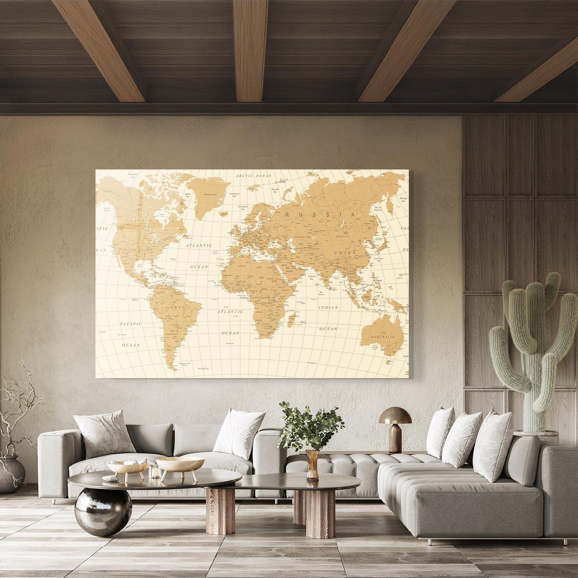 Glasbild Old Map Cream mockup 8