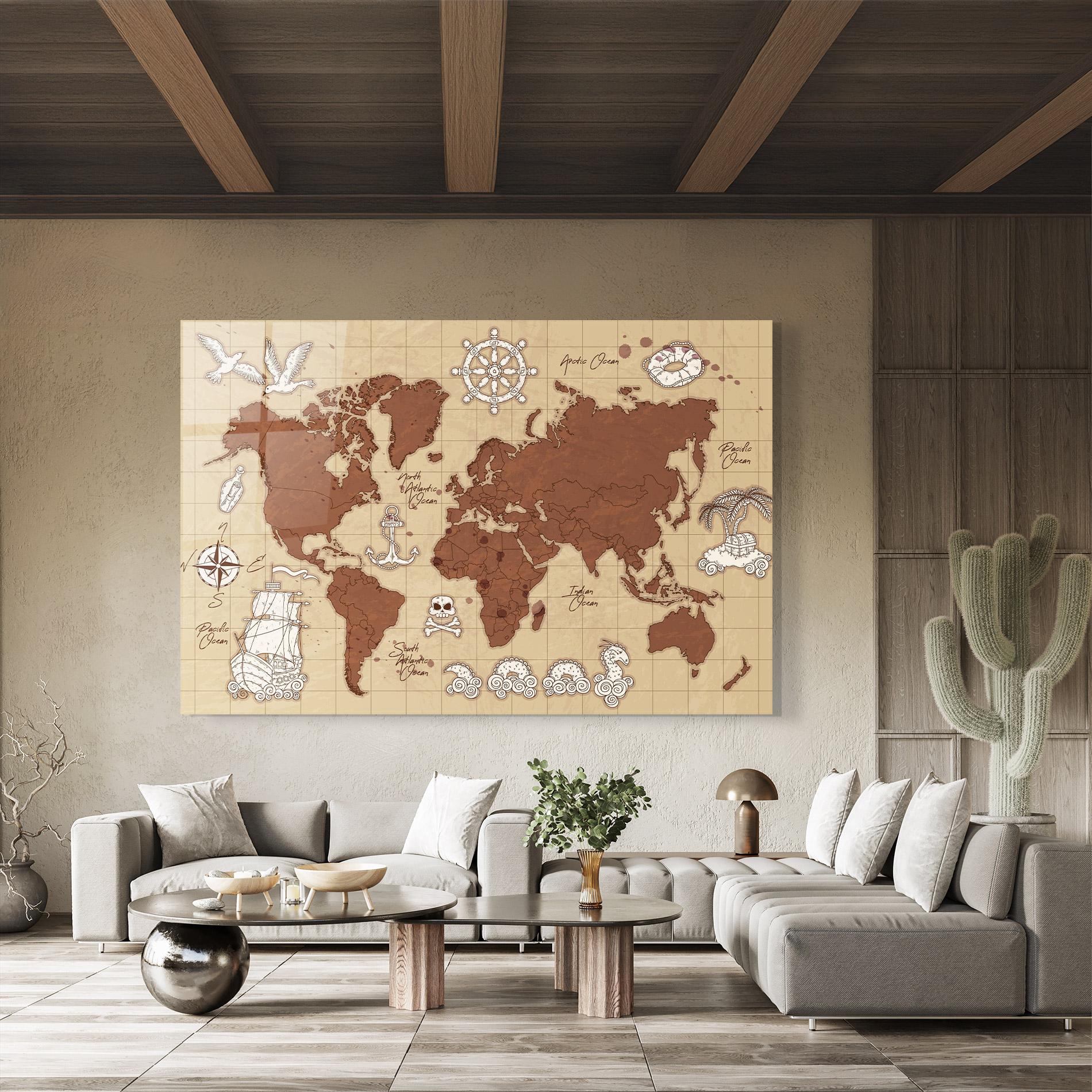 Glasbild Old Pirate Map mockup 8