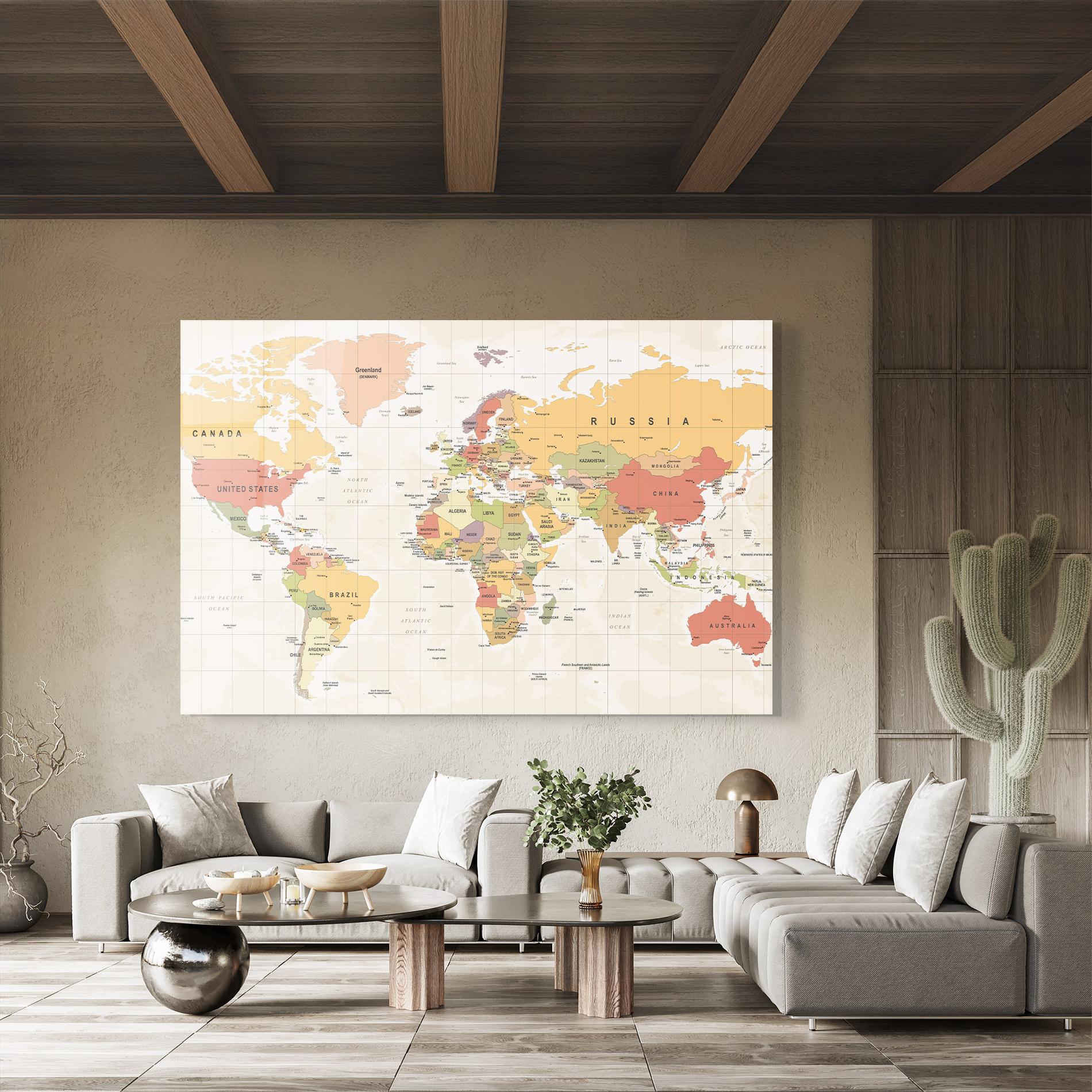 Glasbild Orange Cream Map mockup 8