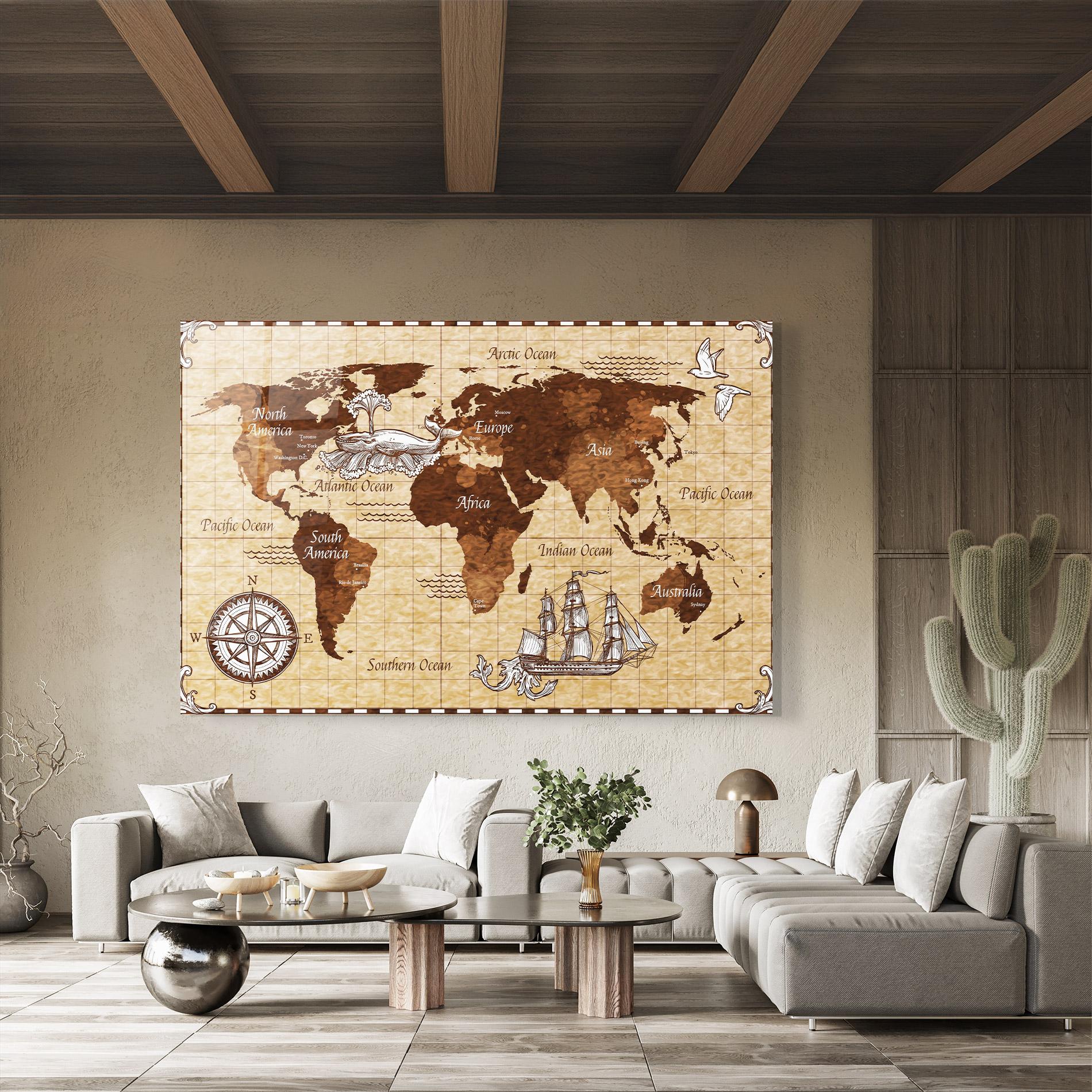 Glasbild Pirate World Map mockup 8