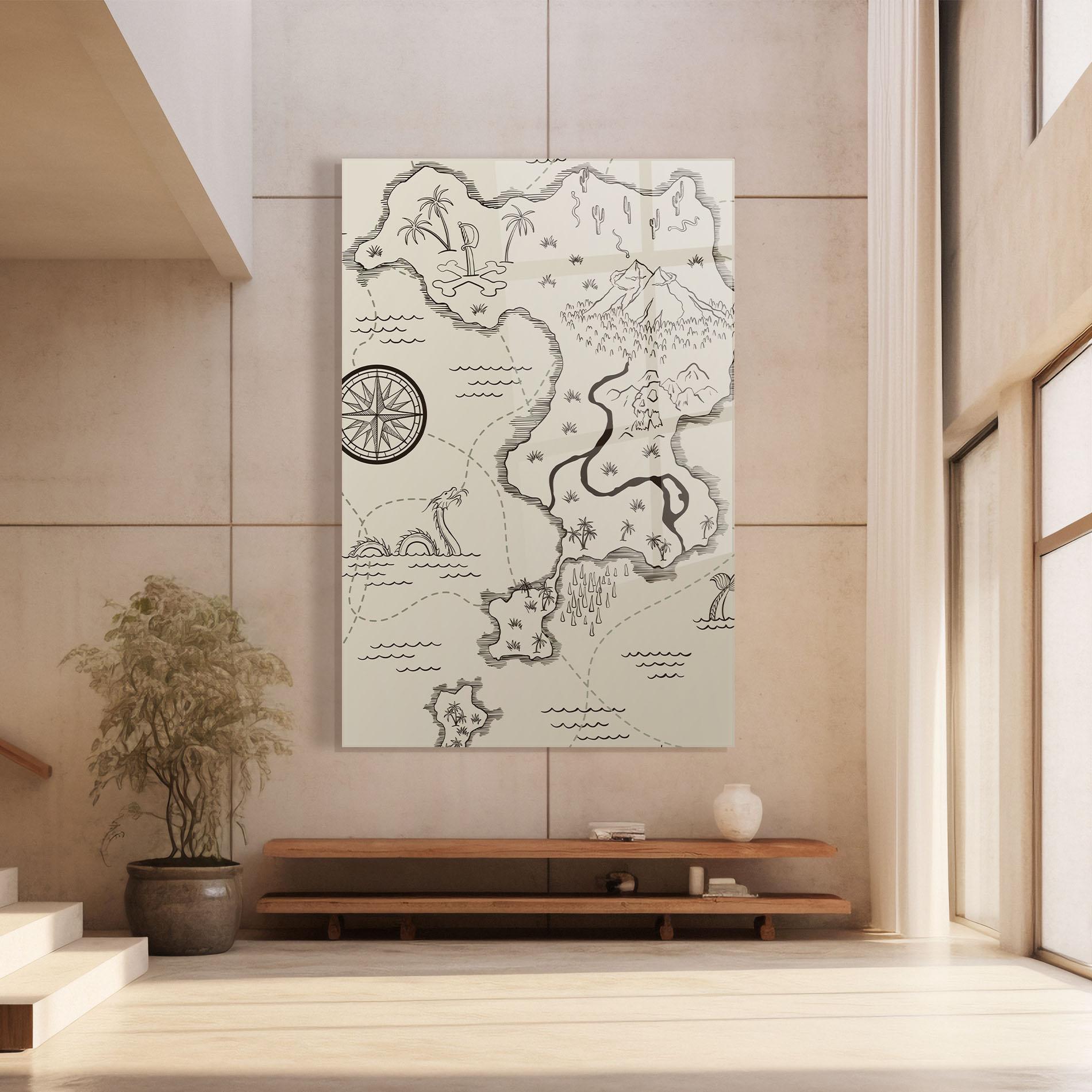 Glasbild Cream Island Map mockup 8