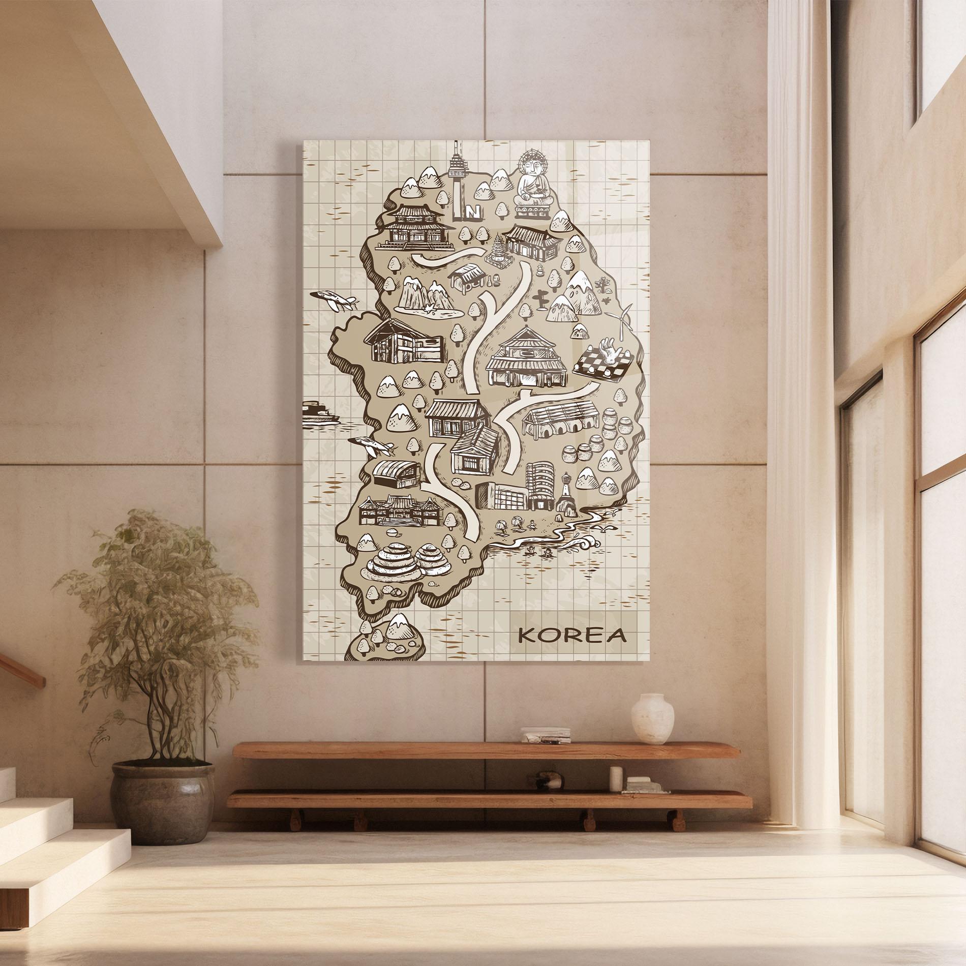 Glasbild Old Korea Map mockup 8
