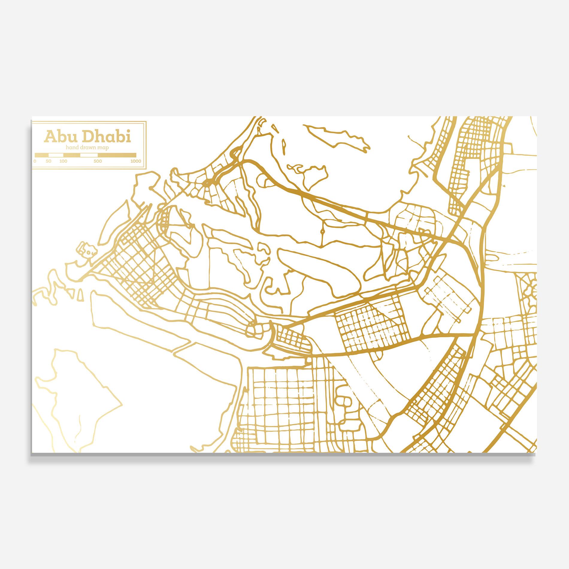 Glasbild Abu Dhabi Map mockup 0