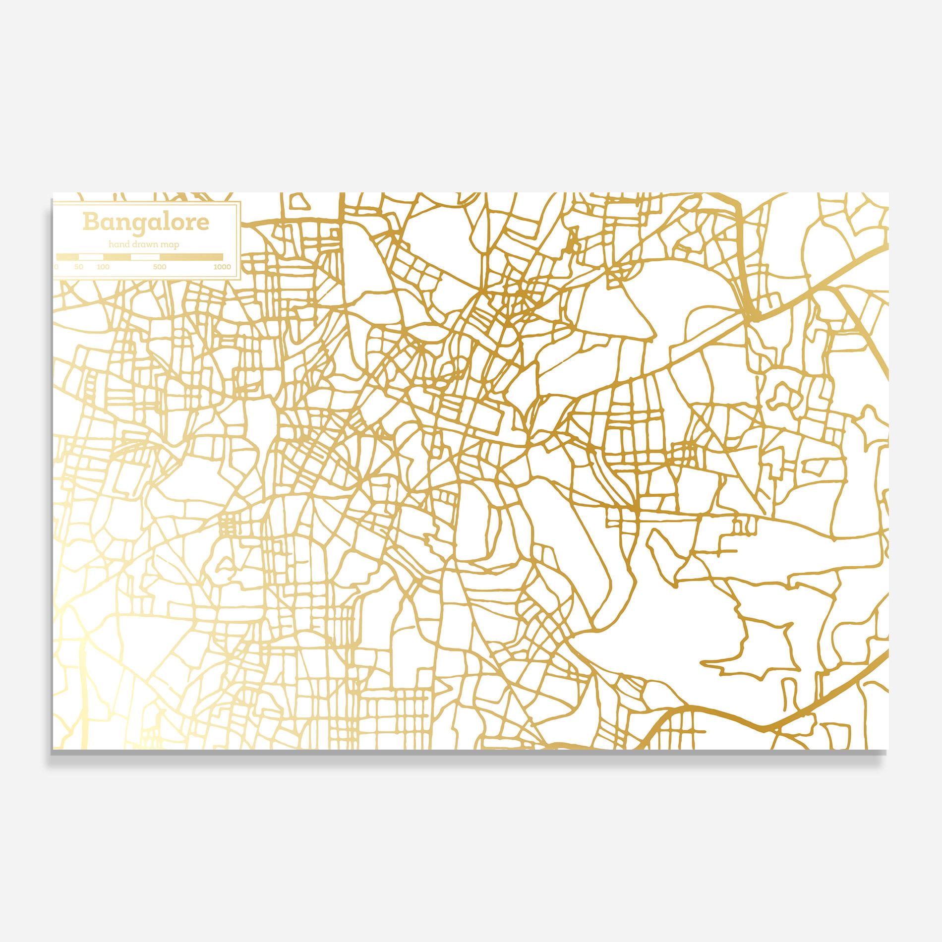 Glasbild Bangalore Map mockup 0