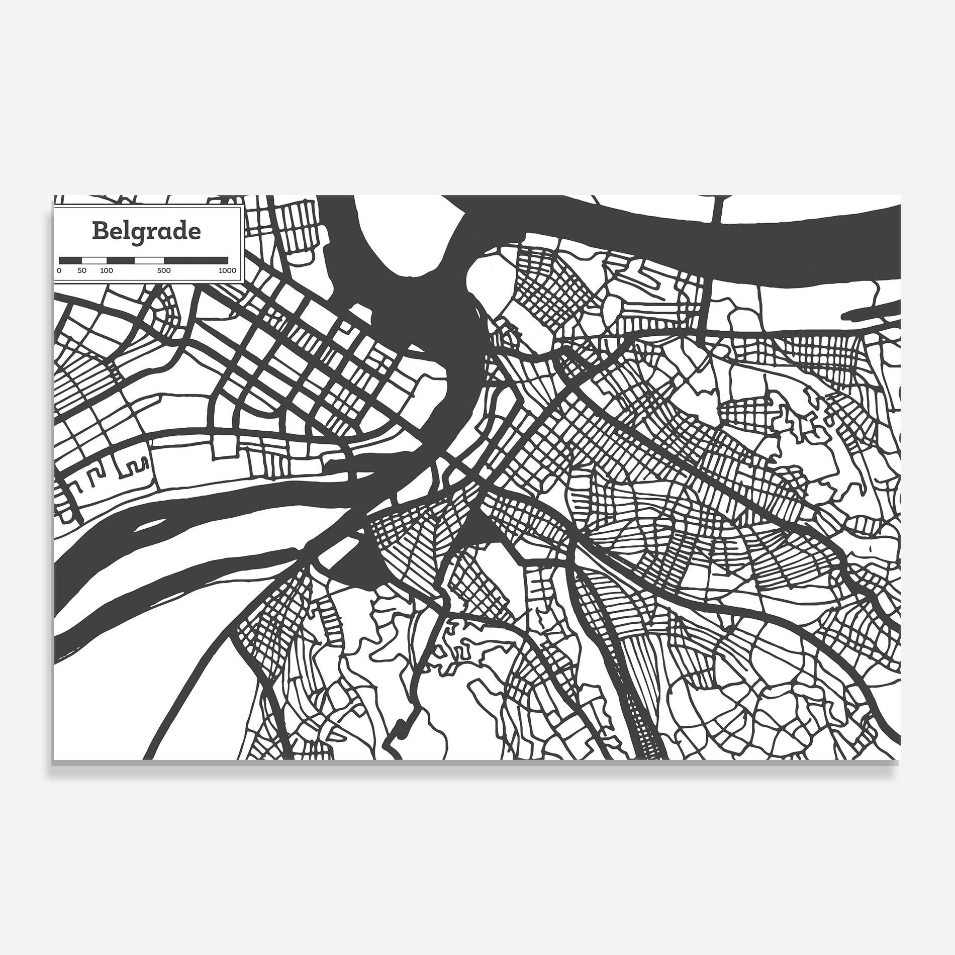 Glasbild Belgrade Map mockup 0
