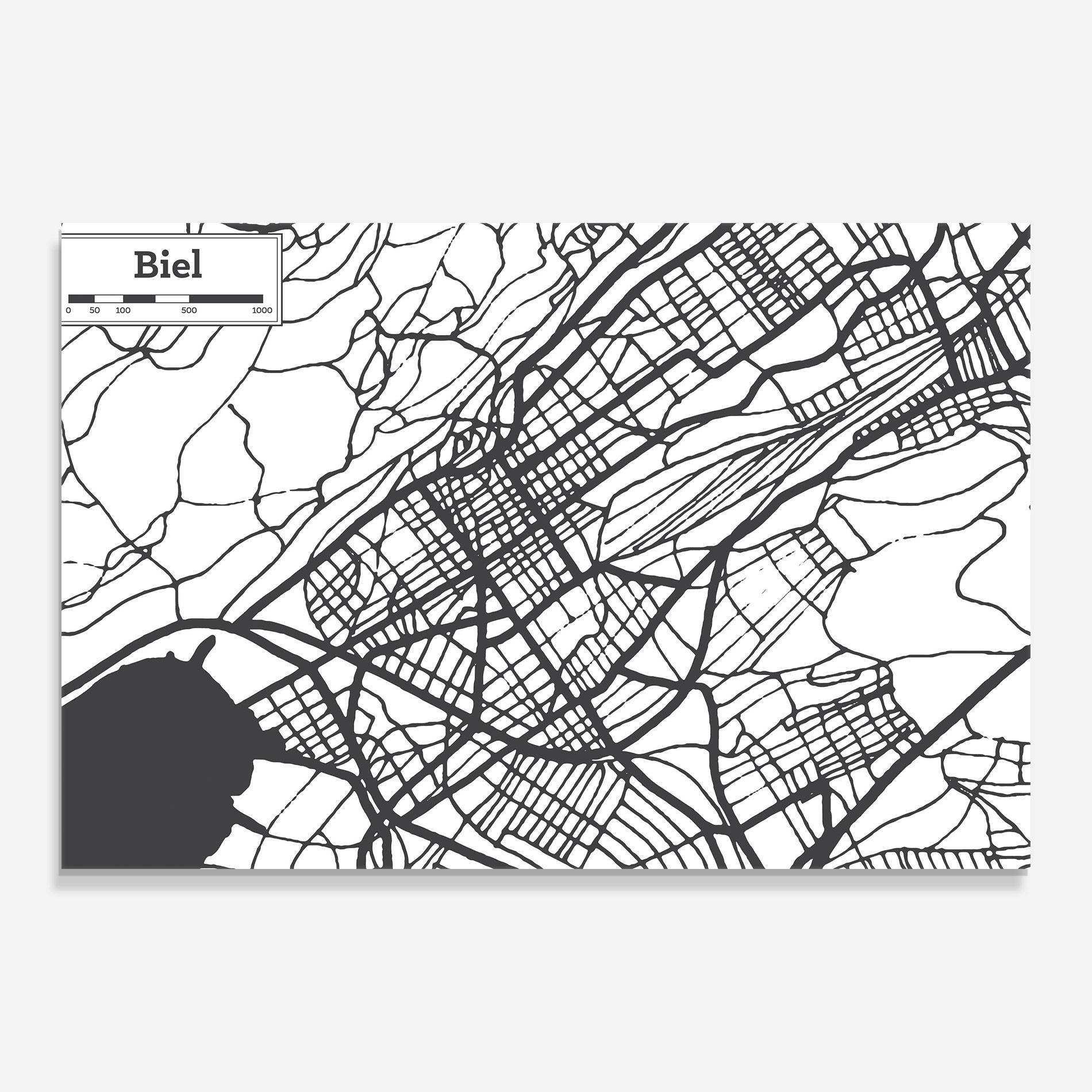 Glasbild Biel Map mockup 0
