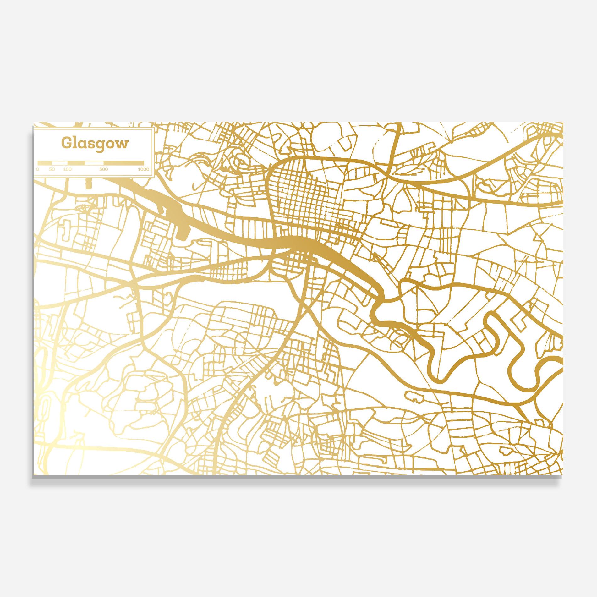 Glasbild Glasgow Gold Map mockup 0