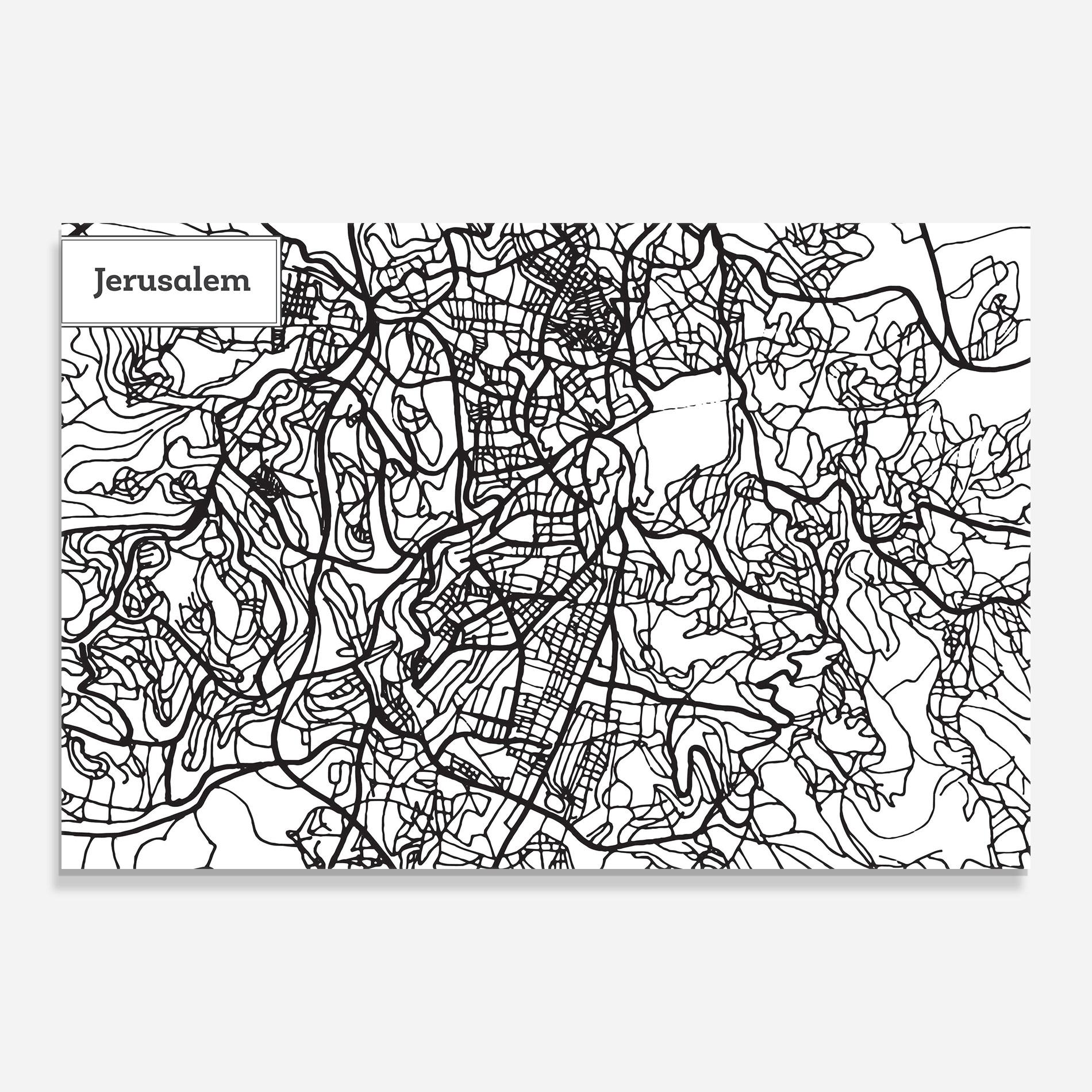 Glasbild Jerusalem Map mockup 0