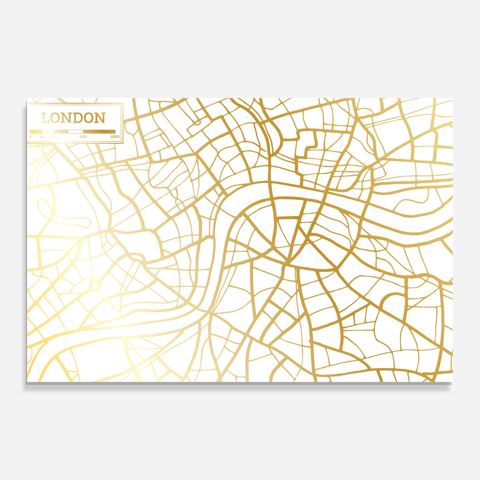 Glasbild London Gold Map mockup 0