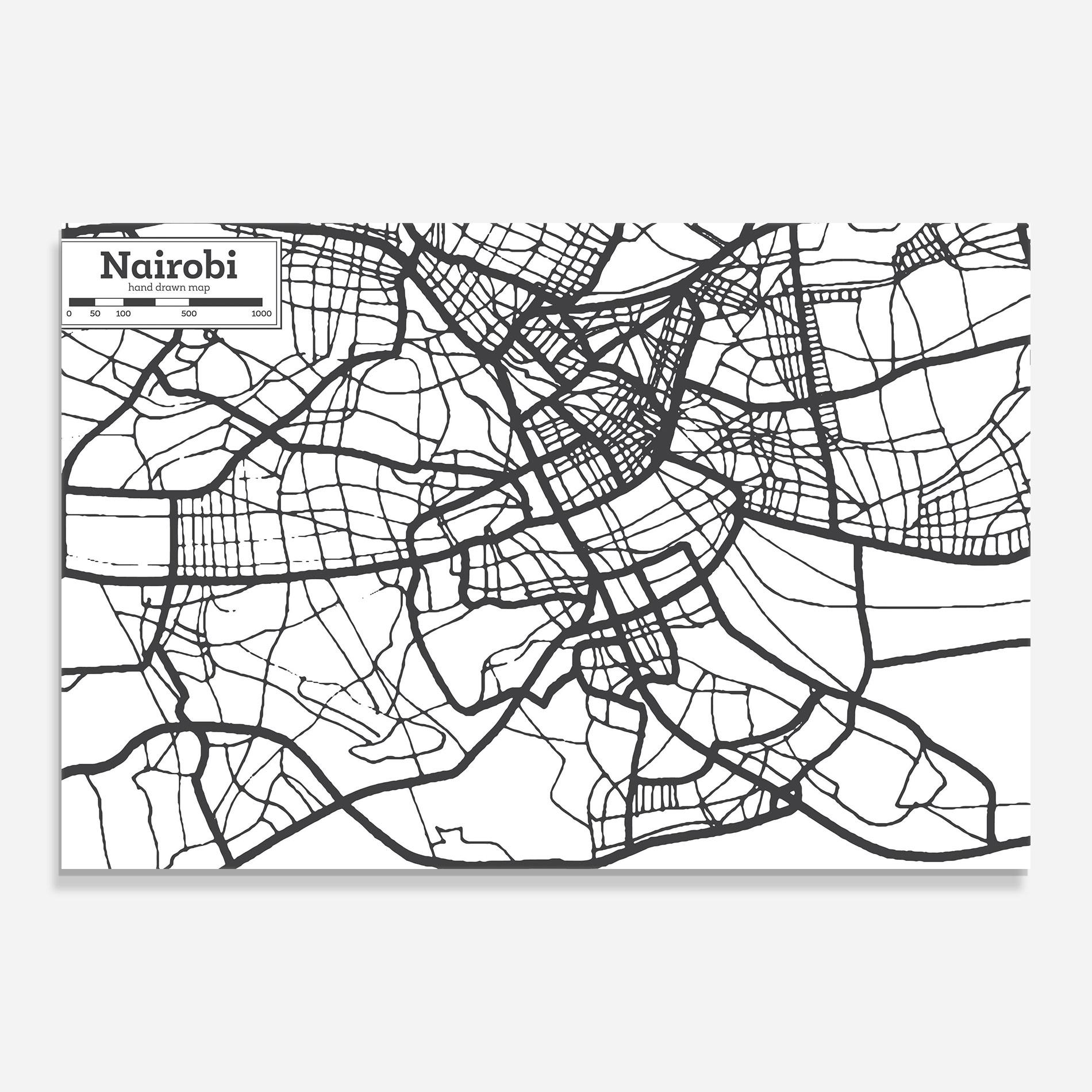 Glasbild Nairobi Map mockup 0