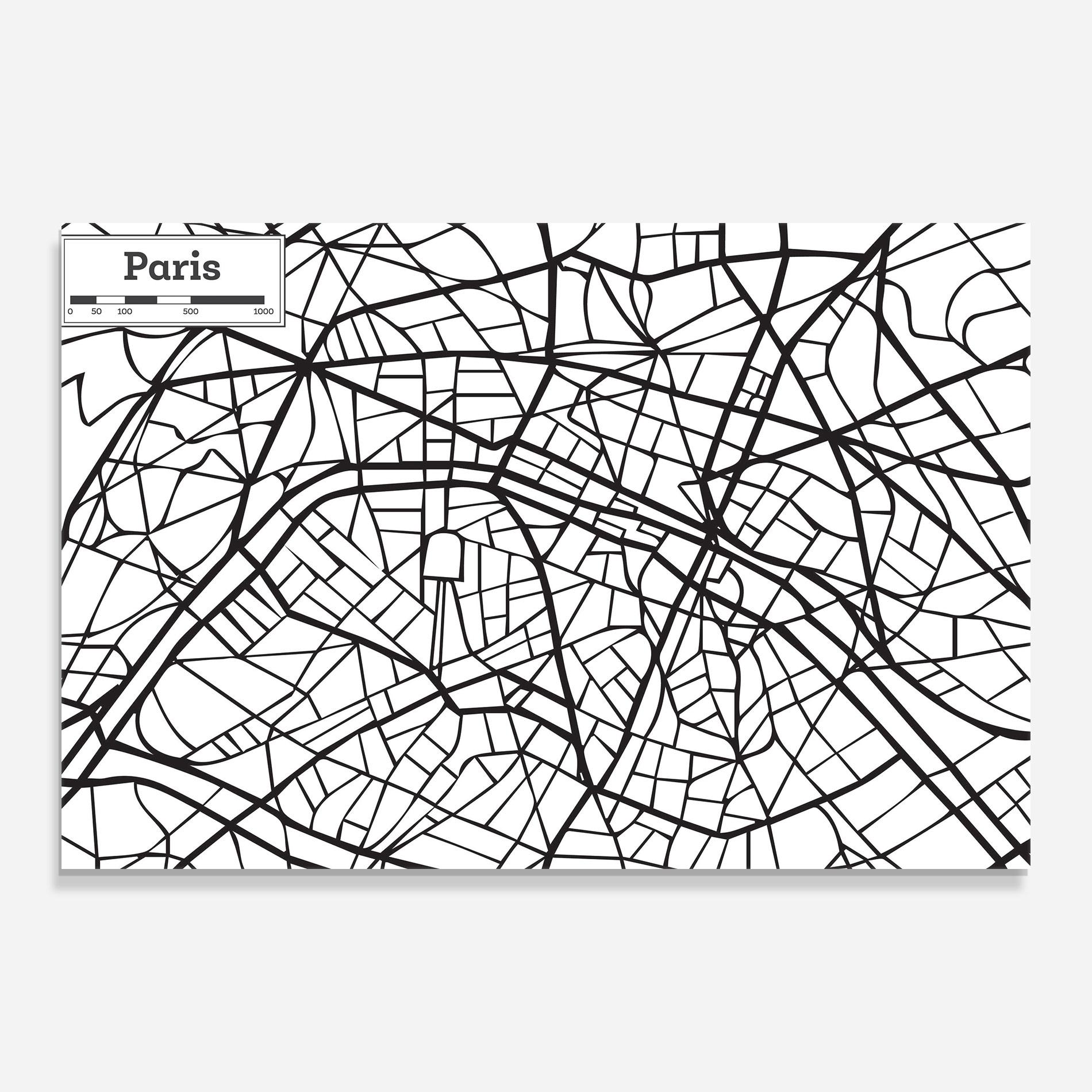 Glasbild Paris Map mockup 0