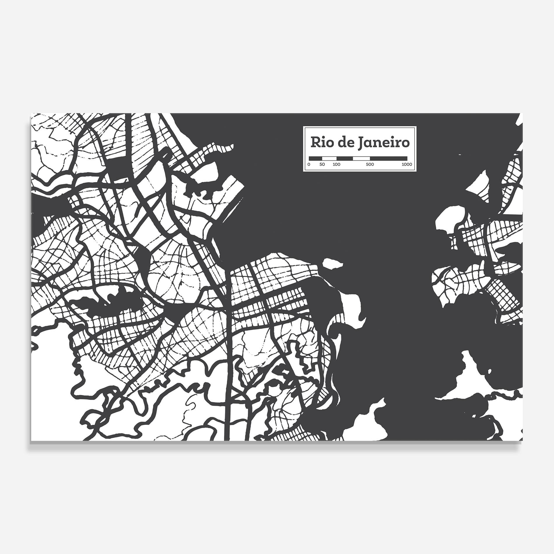 Glasbild Rio De Janeiro Map mockup 0