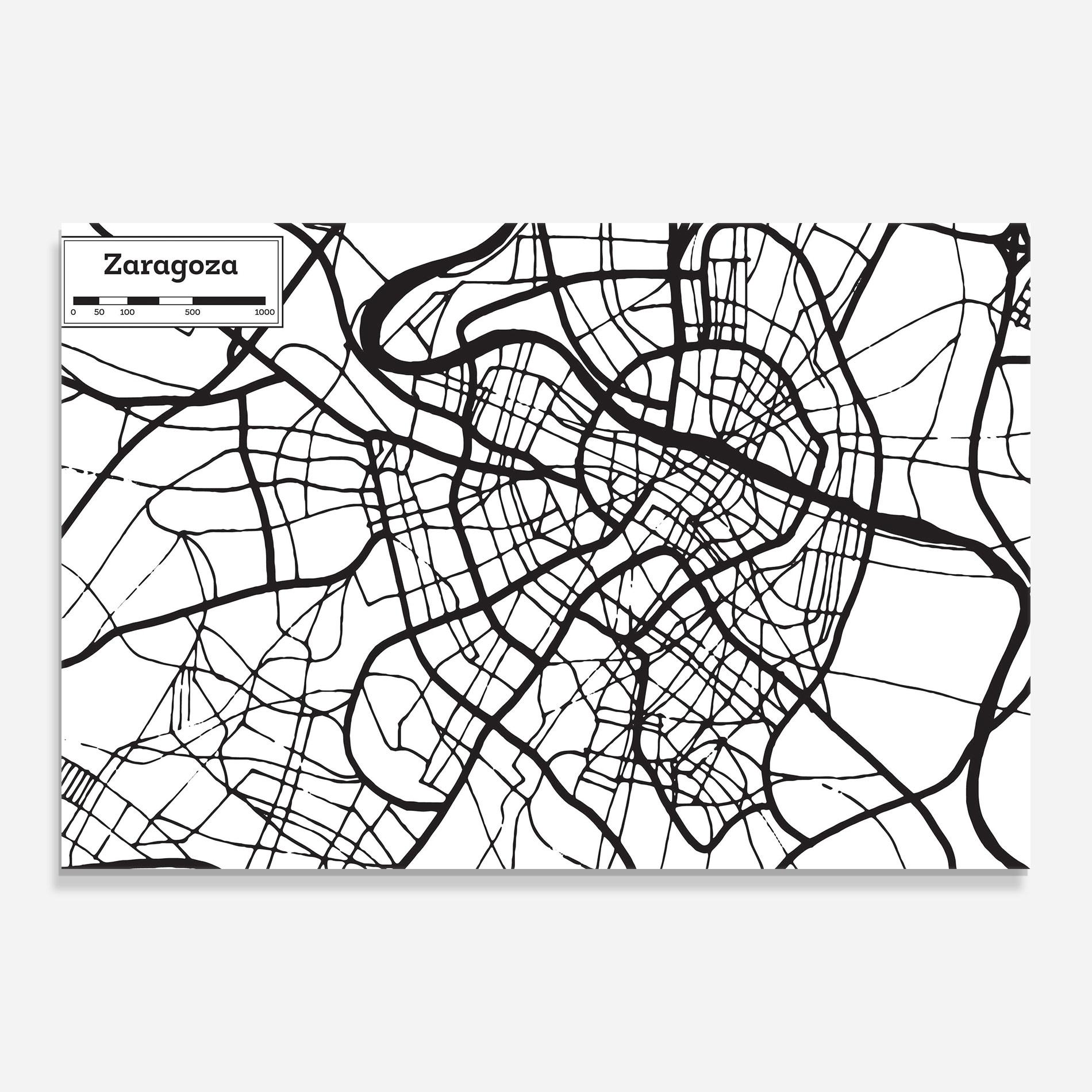 Glasbild Zaragoza City Map mockup 0