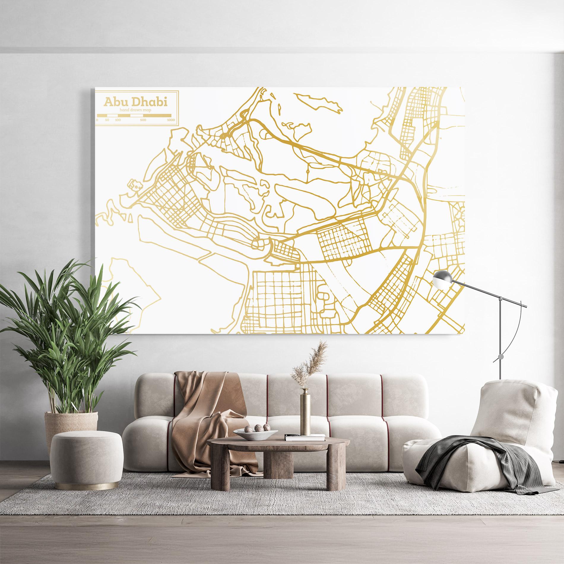 Glasbild Abu Dhabi Map mockup 9