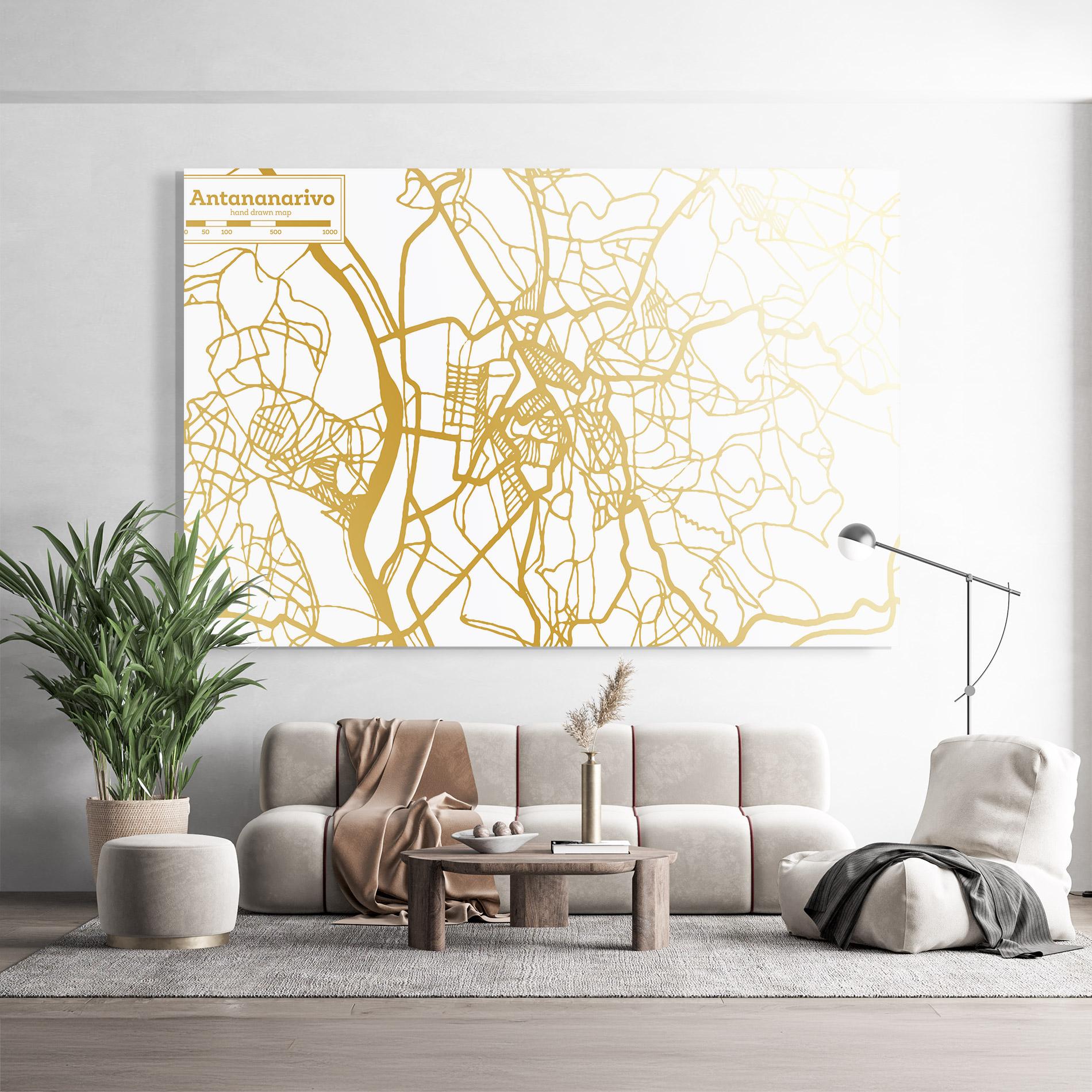 Glasbild Antananarivo Map mockup 9