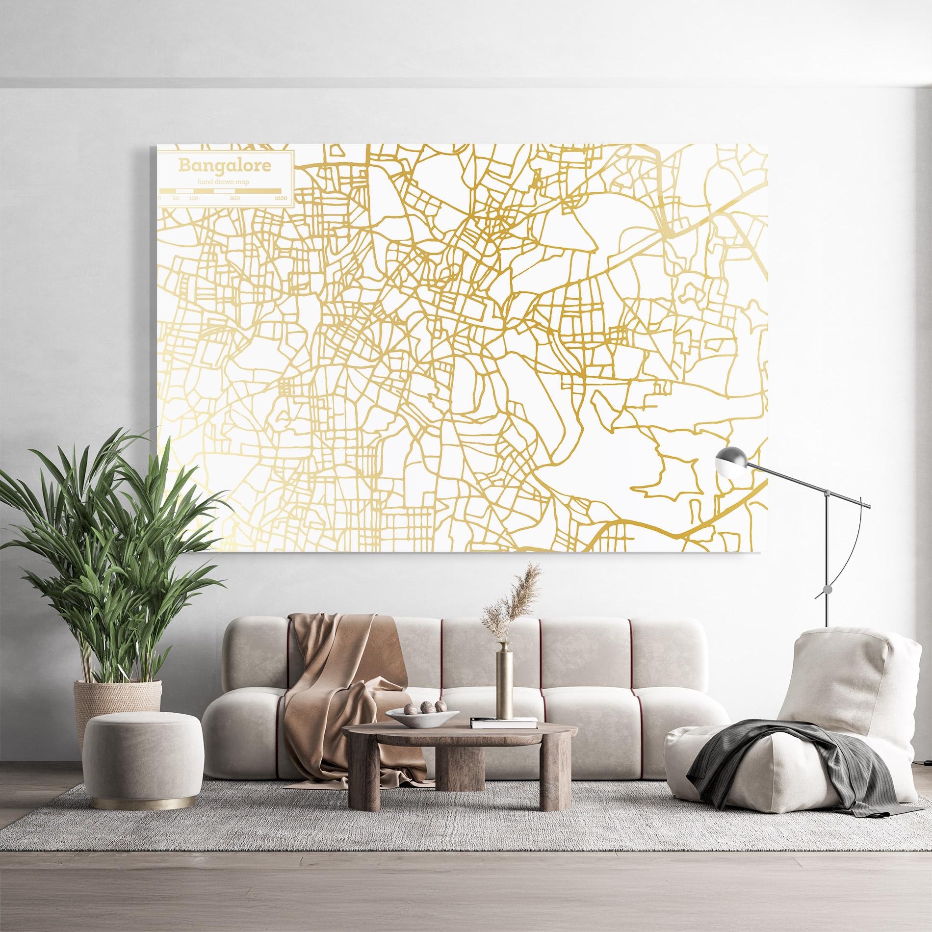 Glasbild Bangalore Map mockup 9