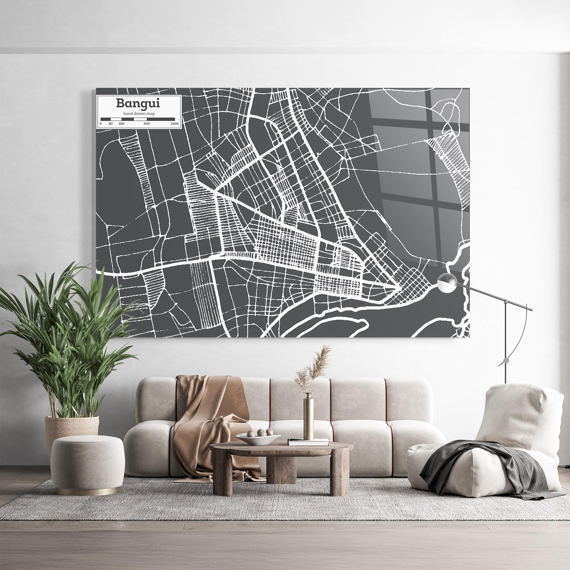 Glasbild Bangui Map mockup 9