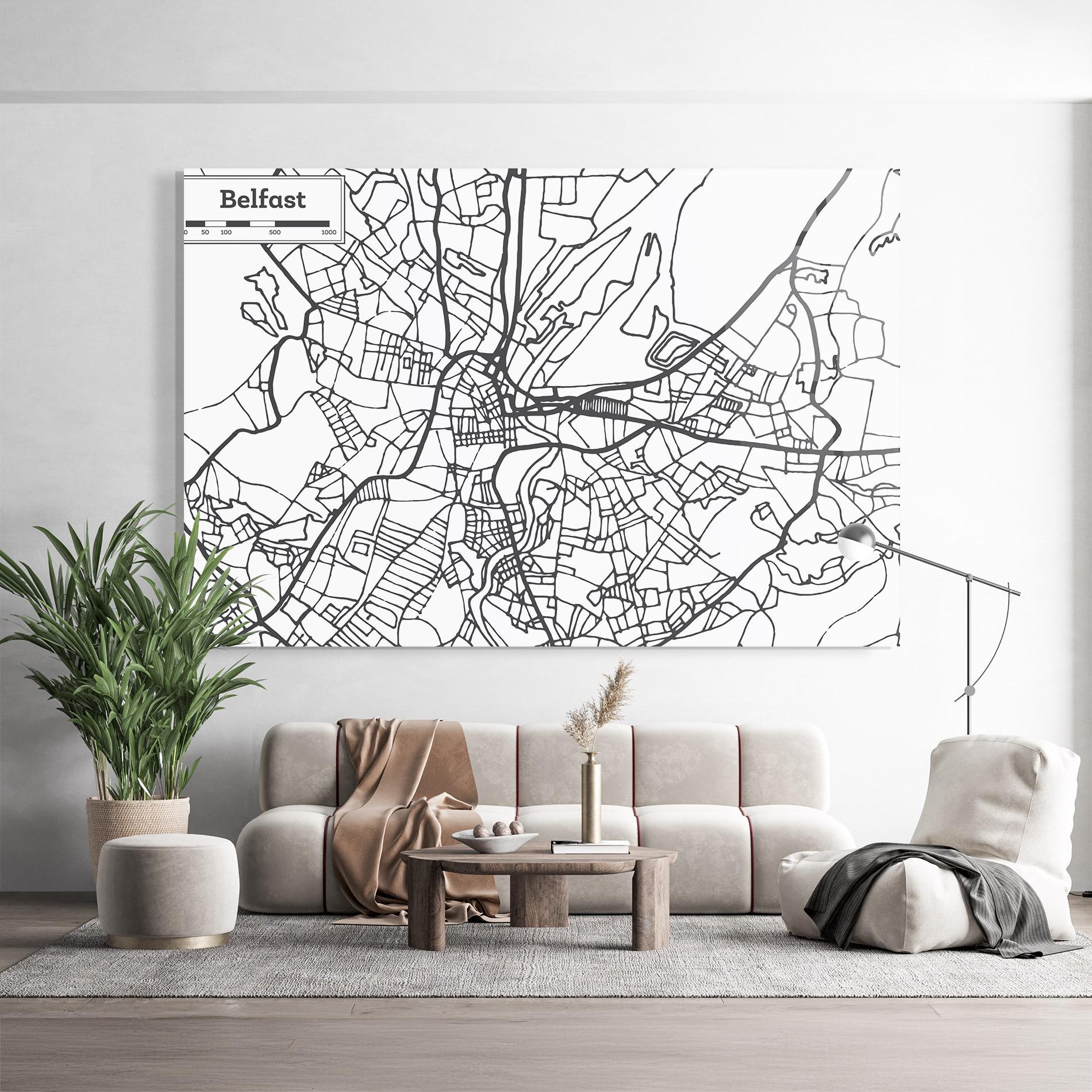 Glasbild Belfast Map mockup 9