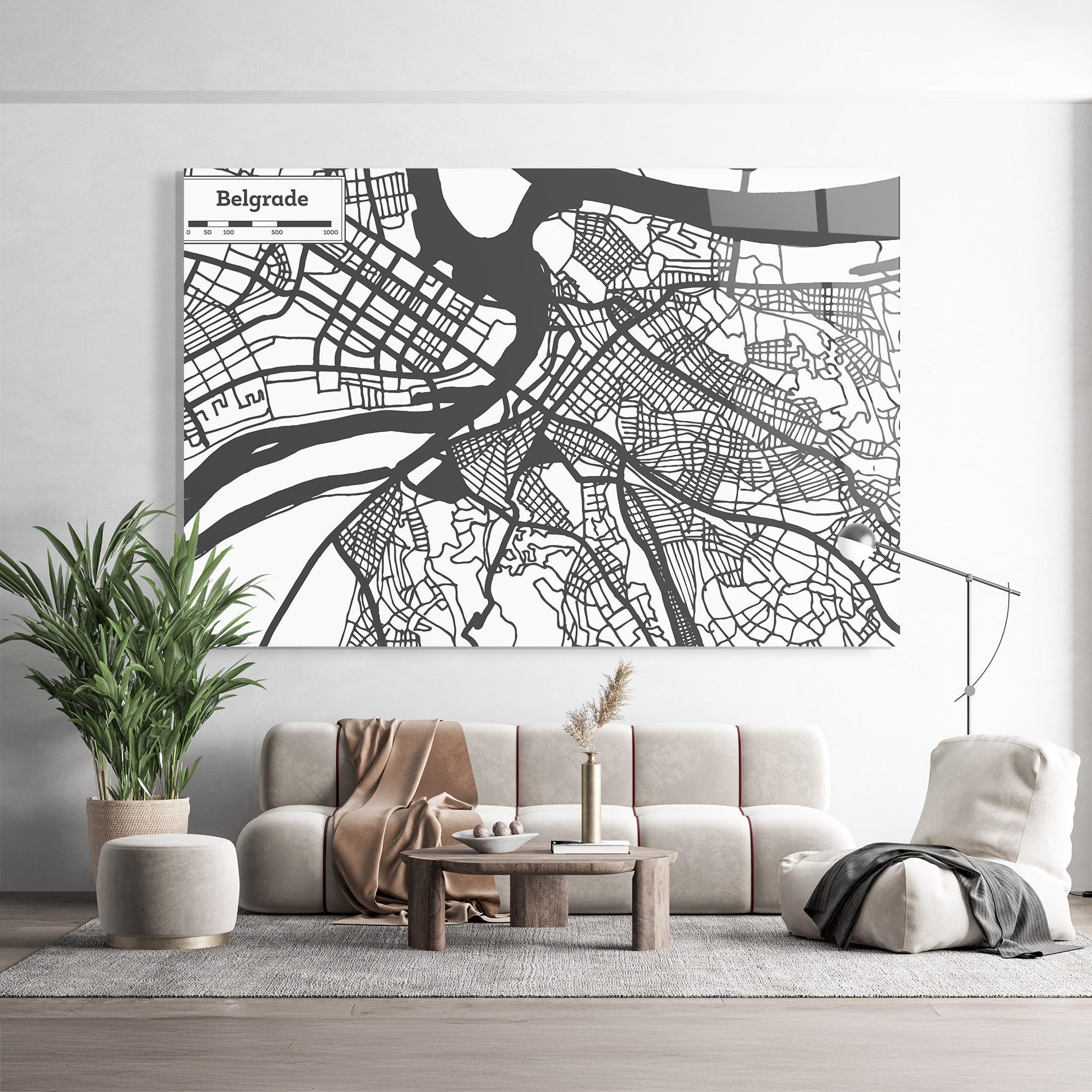 Glasbild Belgrade Map mockup 9
