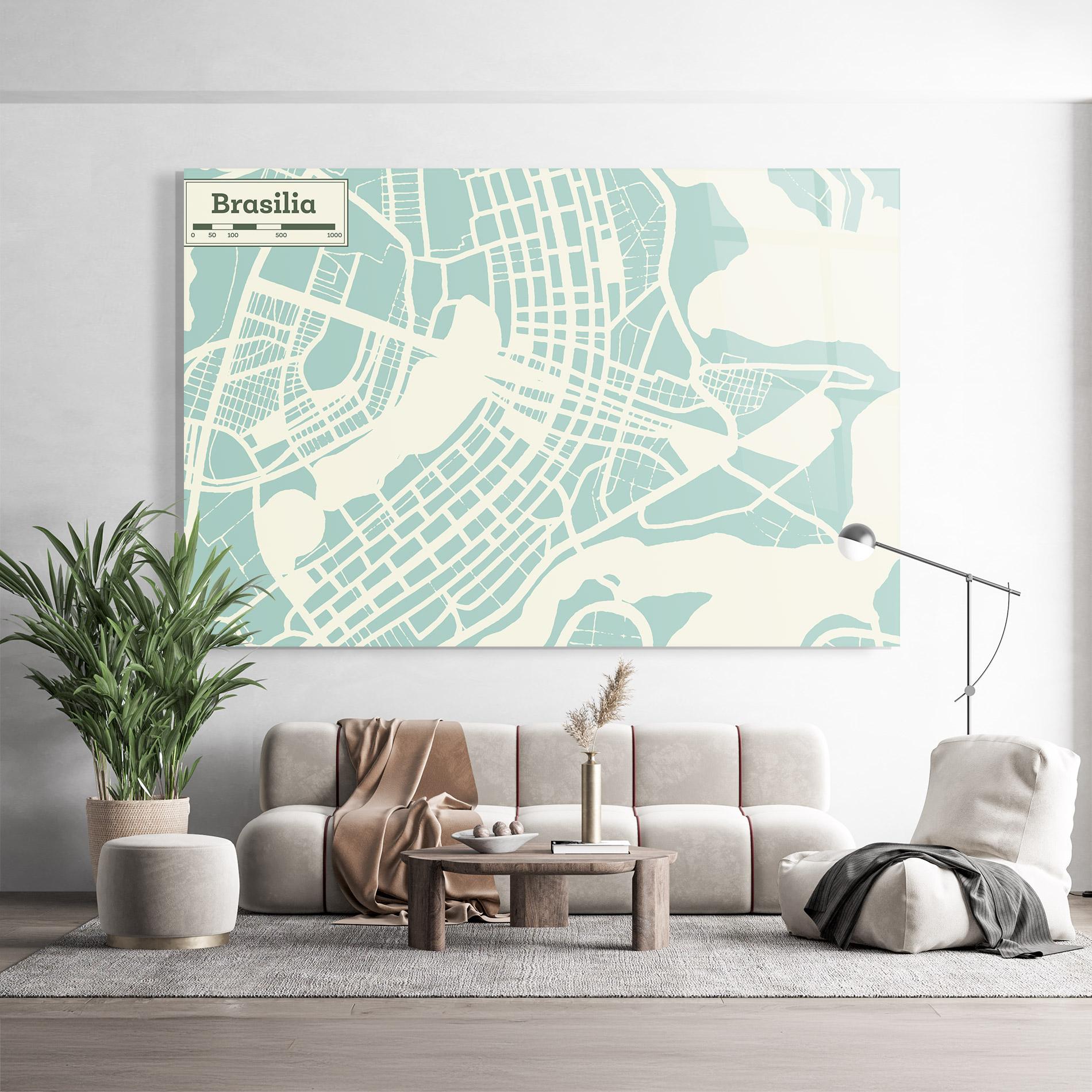 Glasbild Brasilia Map mockup 9