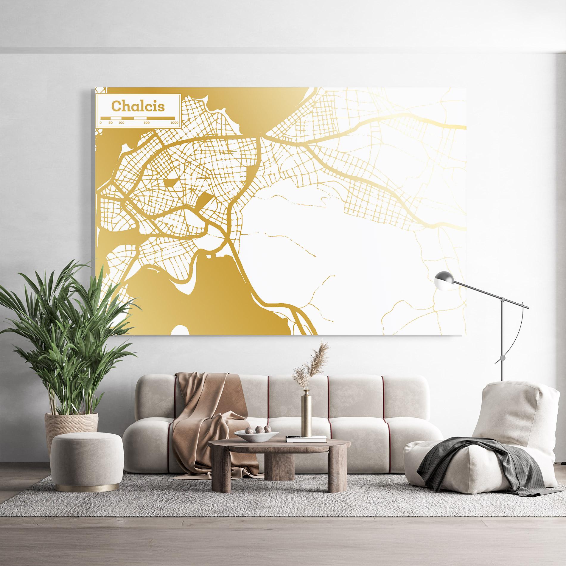 Glasbild Chalcis Gold Map mockup 9