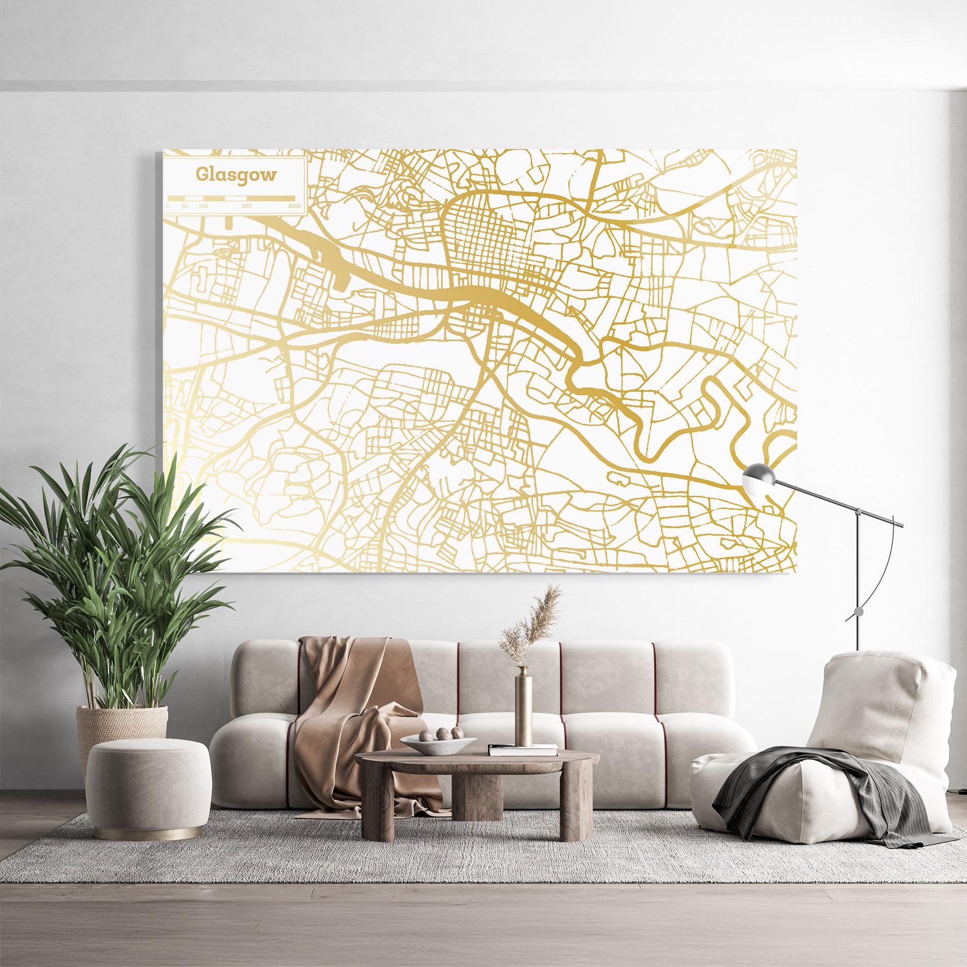Glasbild Glasgow Gold Map mockup 9