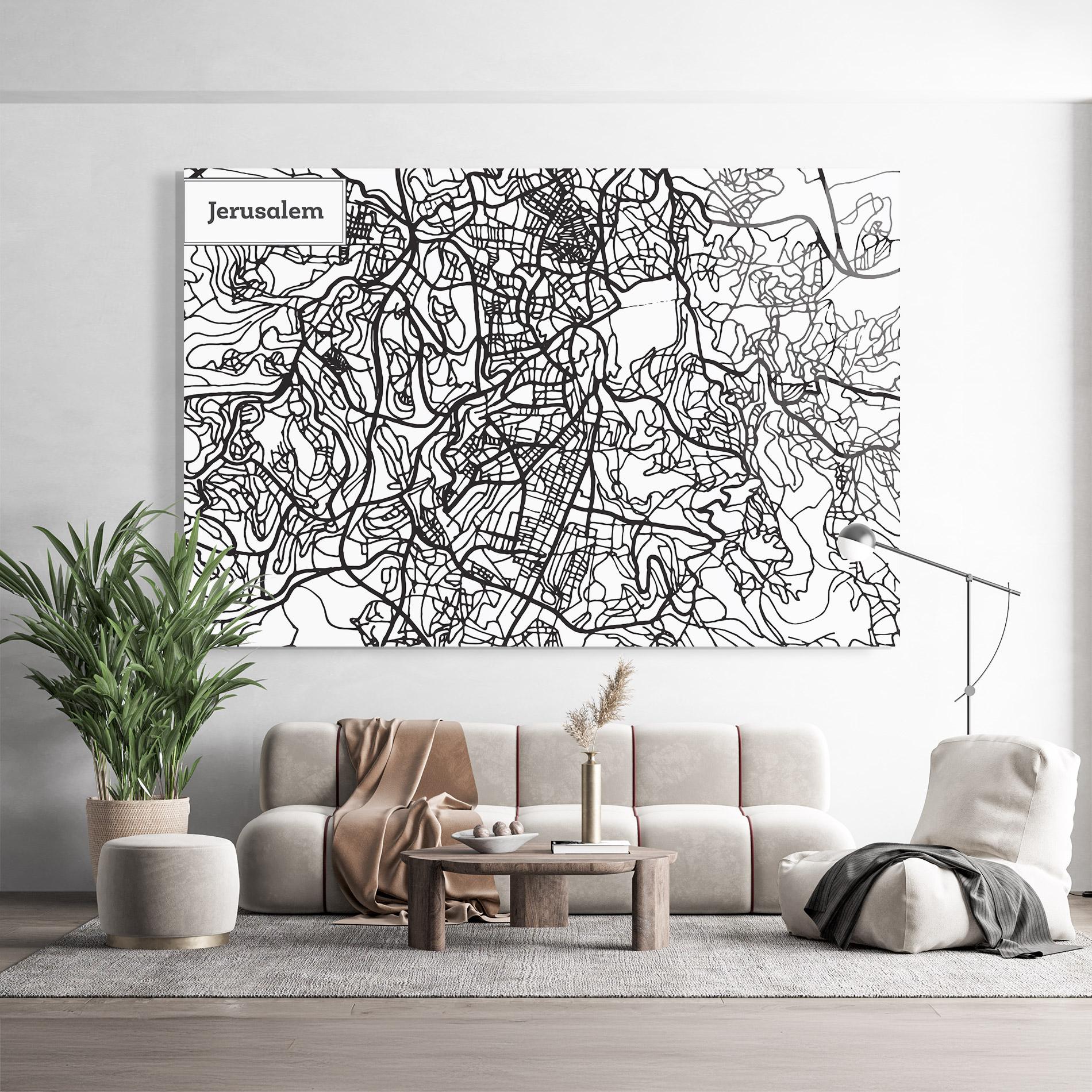 Glasbild Jerusalem Map mockup 9