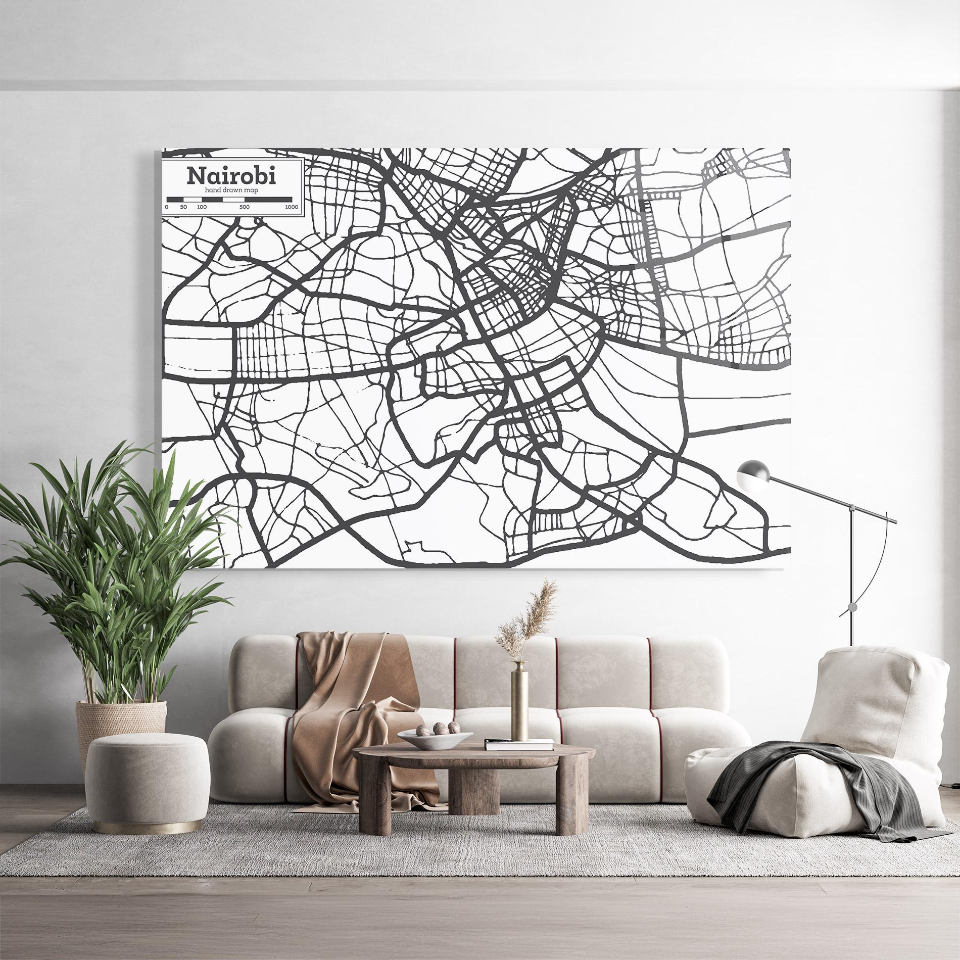 Glasbild Nairobi Map mockup 9