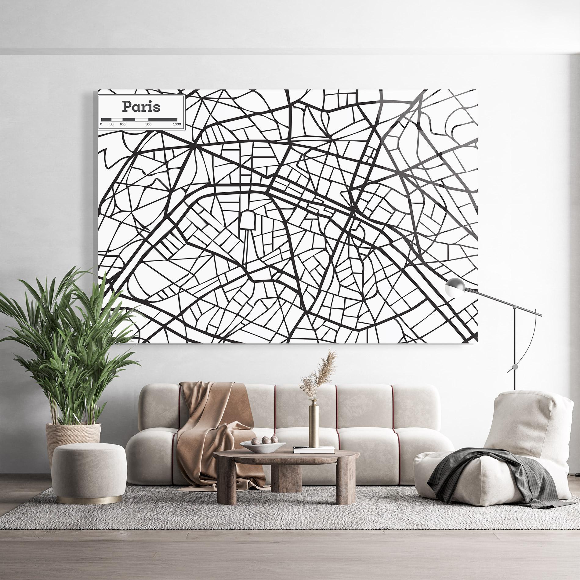 Glasbild Paris Map mockup 9
