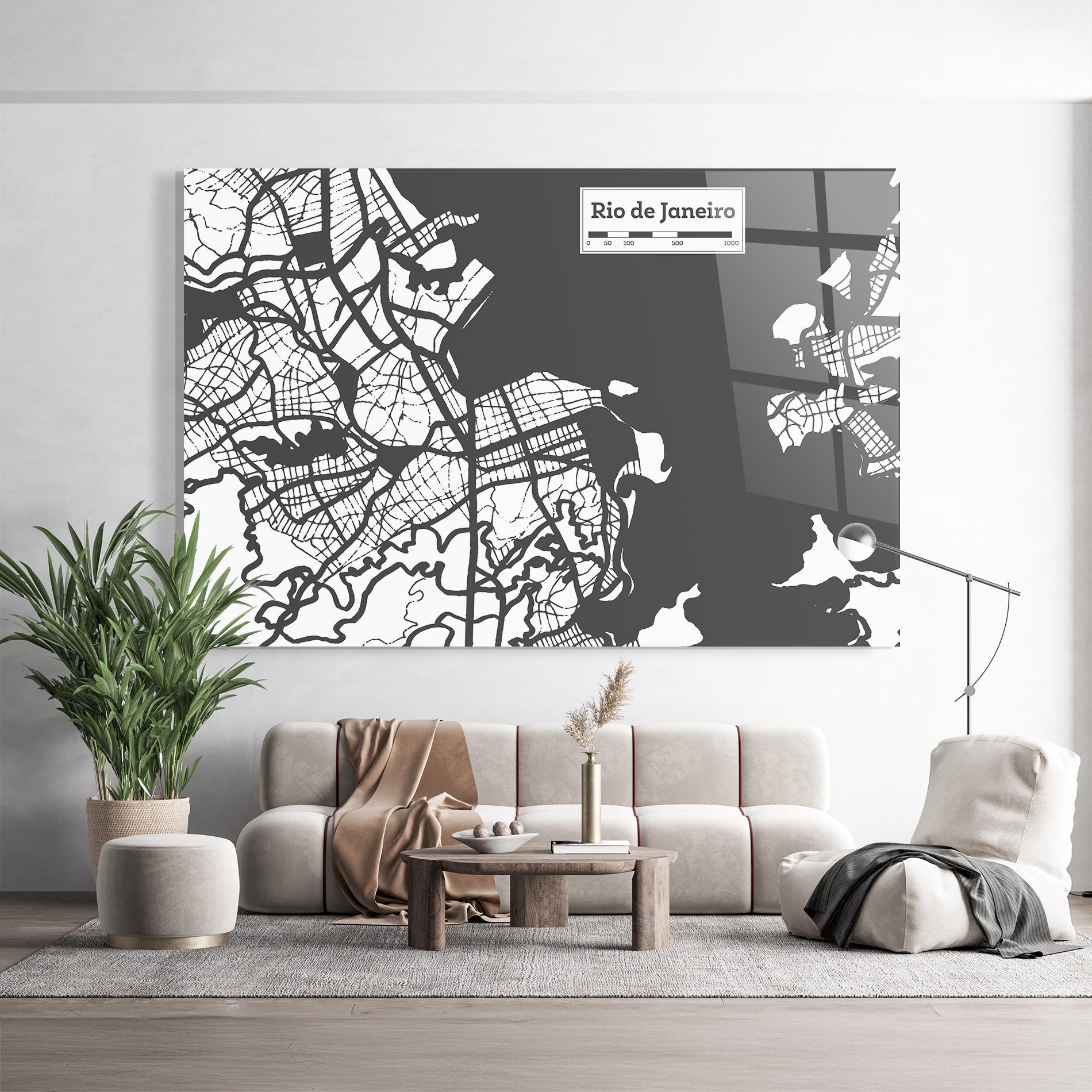 Glasbild Rio De Janeiro Map mockup 9