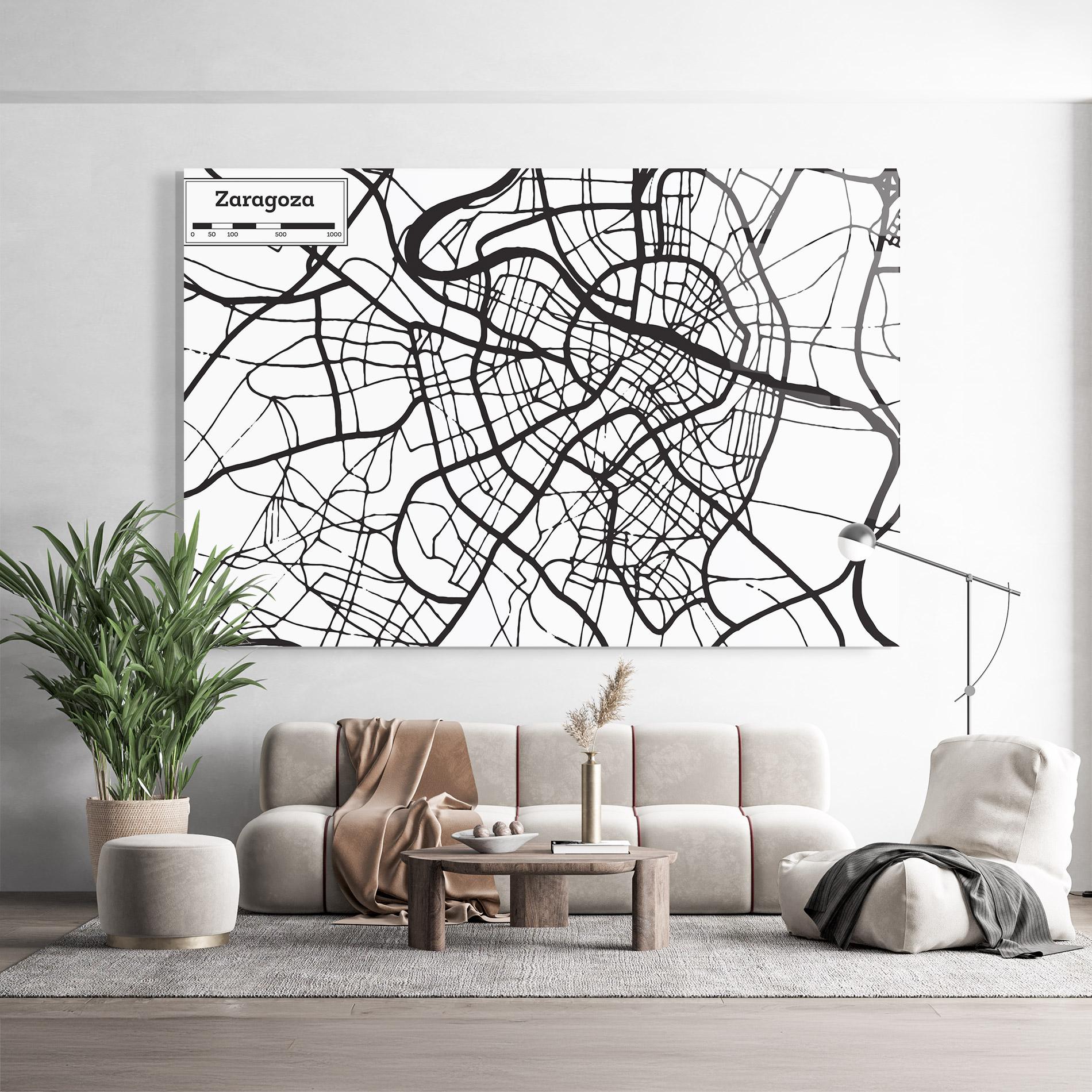 Glasbild Zaragoza City Map mockup 9