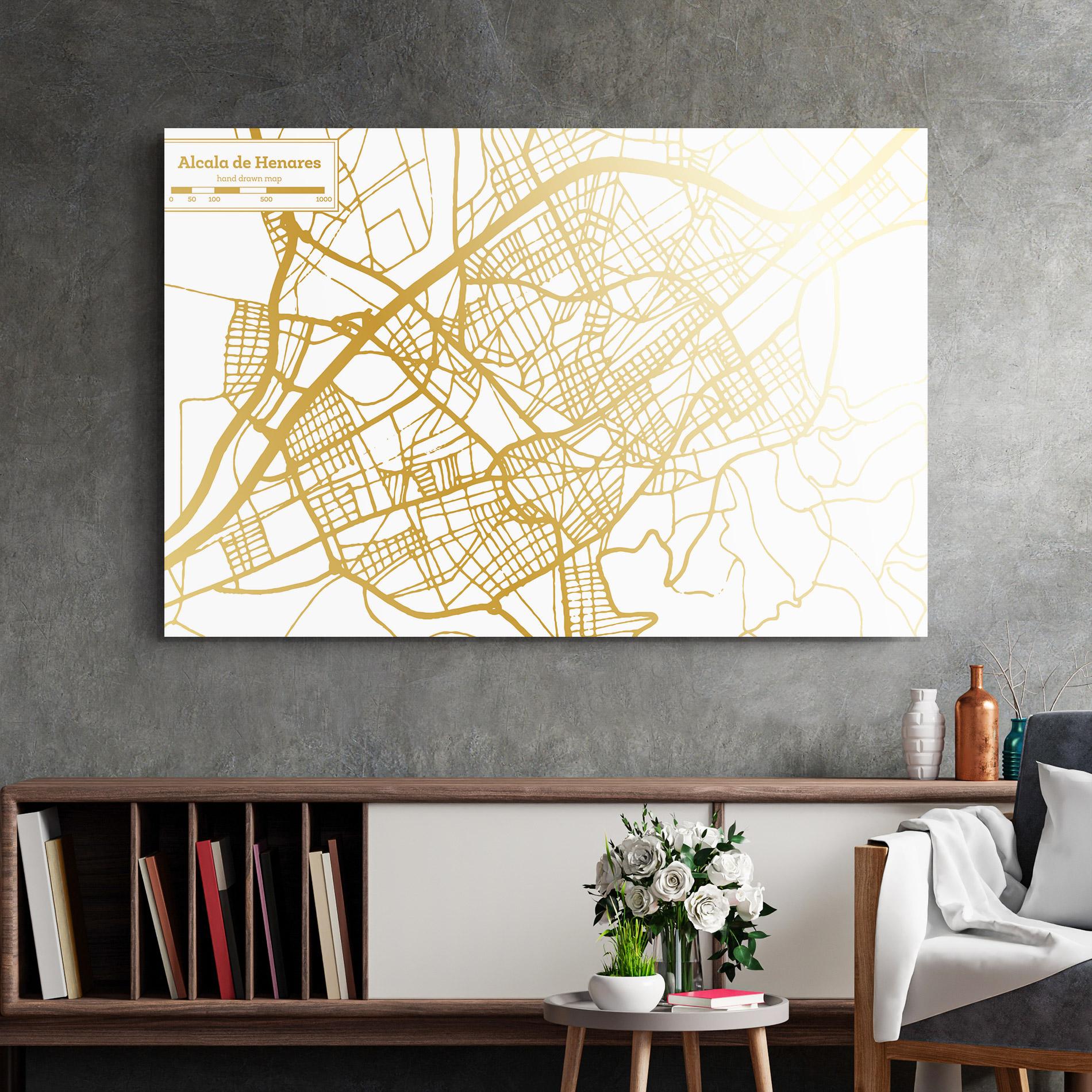 Glasbild Alcala De Henares Map mockup 2