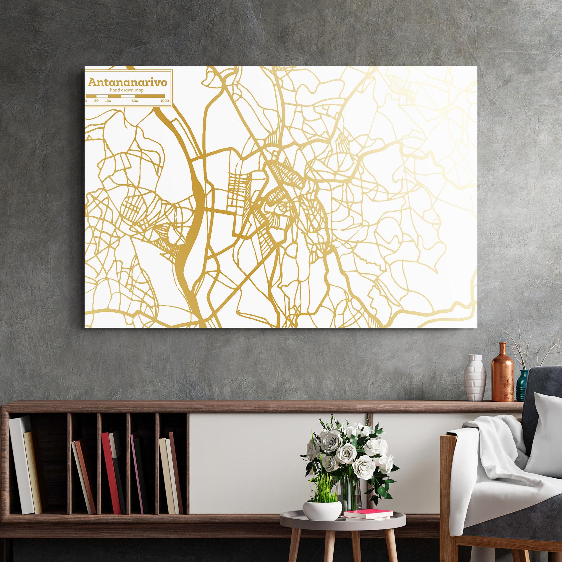 Glasbild Antananarivo Map mockup 2