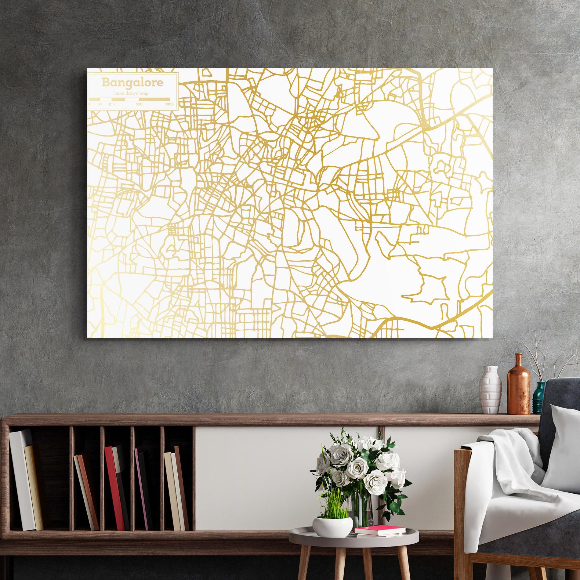 Glasbild Bangalore Map mockup 2