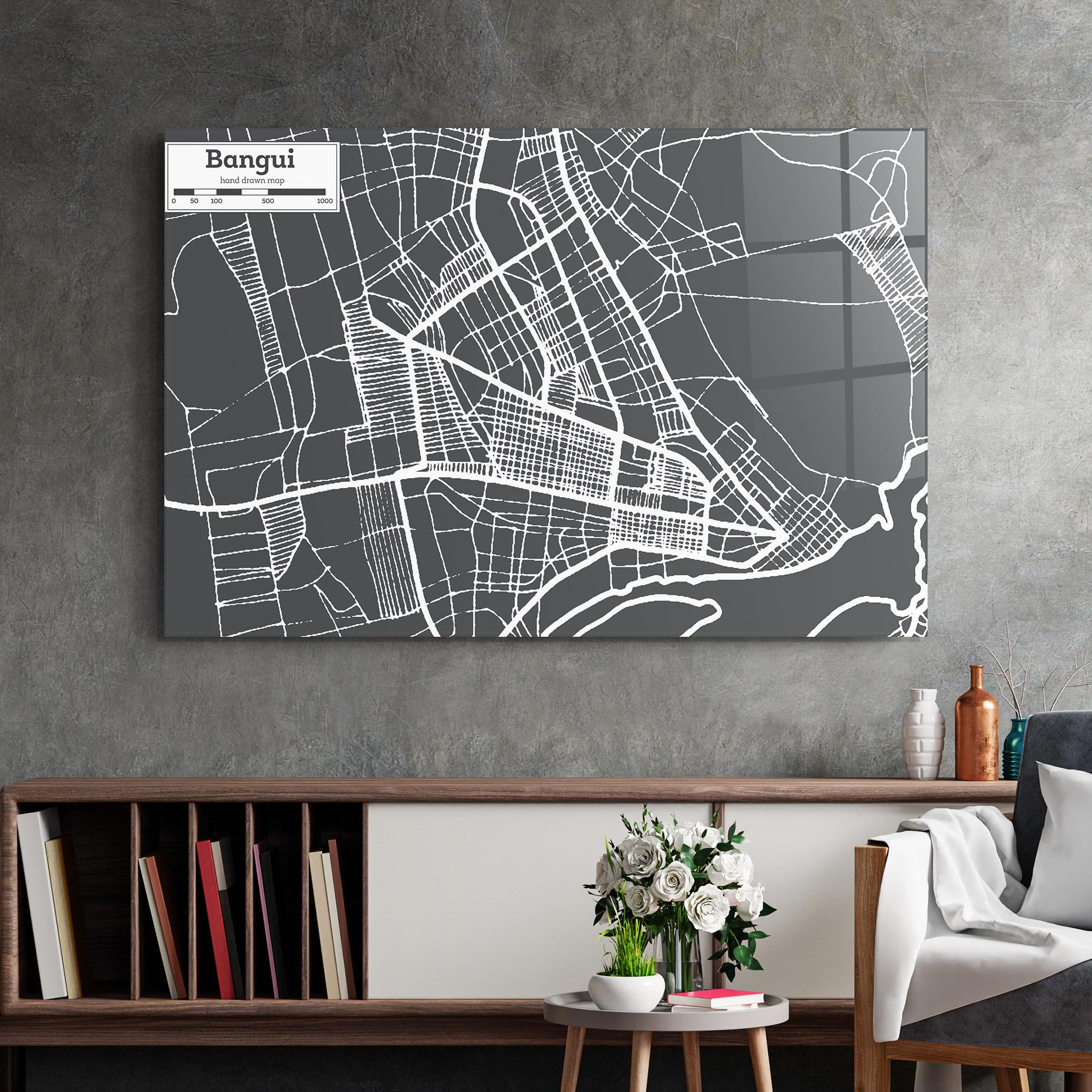 Glasbild Bangui Map mockup 2