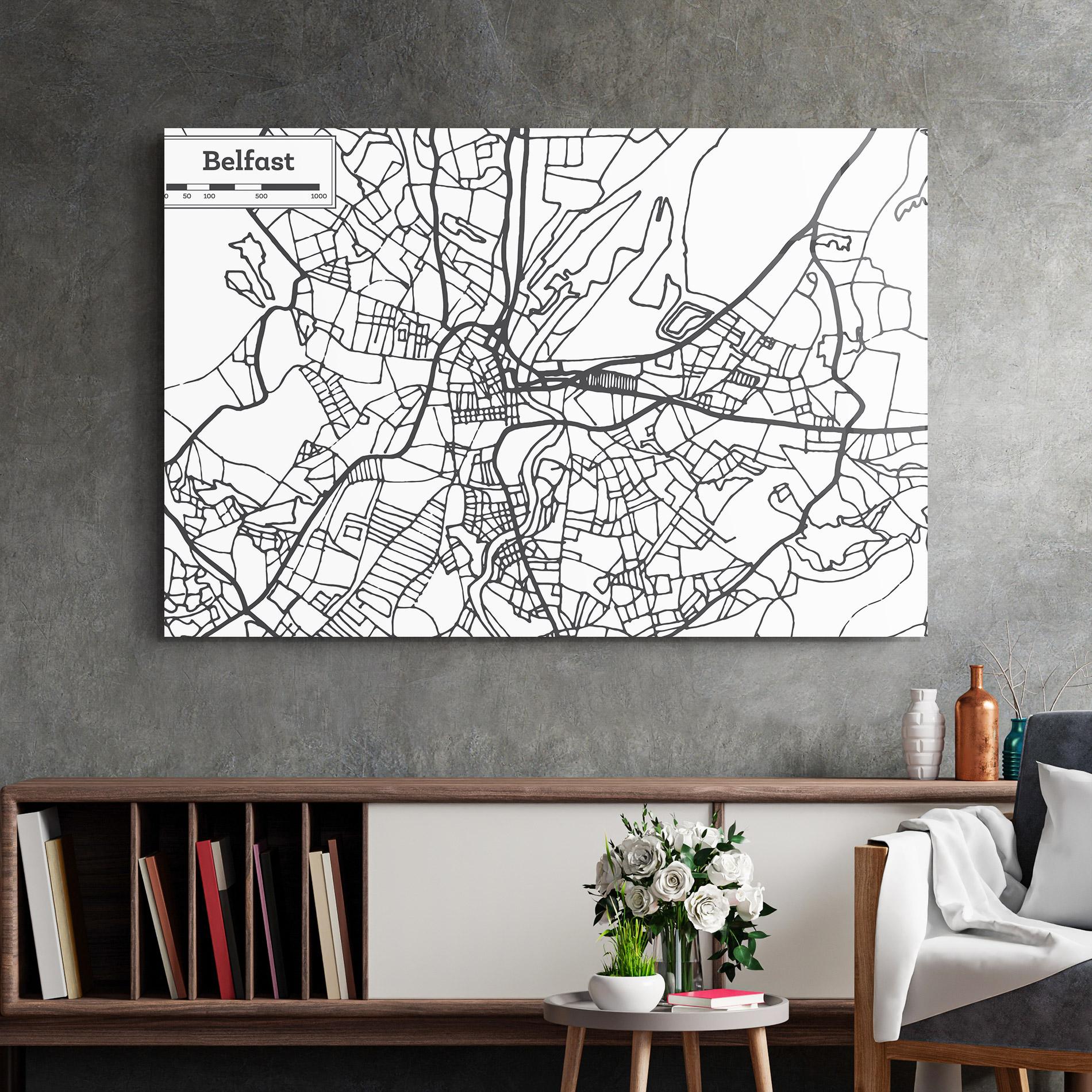Glasbild Belfast Map mockup 2