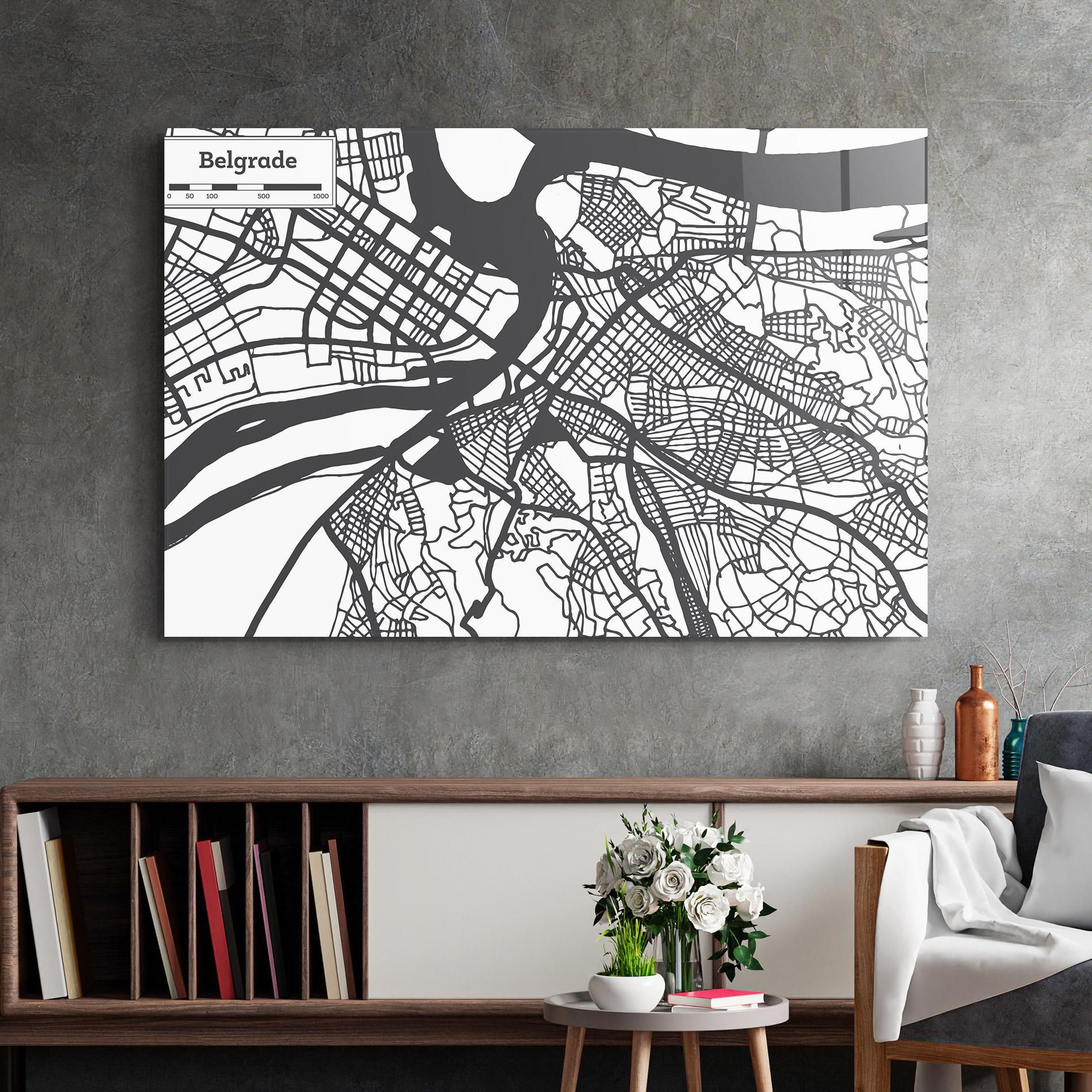 Glasbild Belgrade Map mockup 2