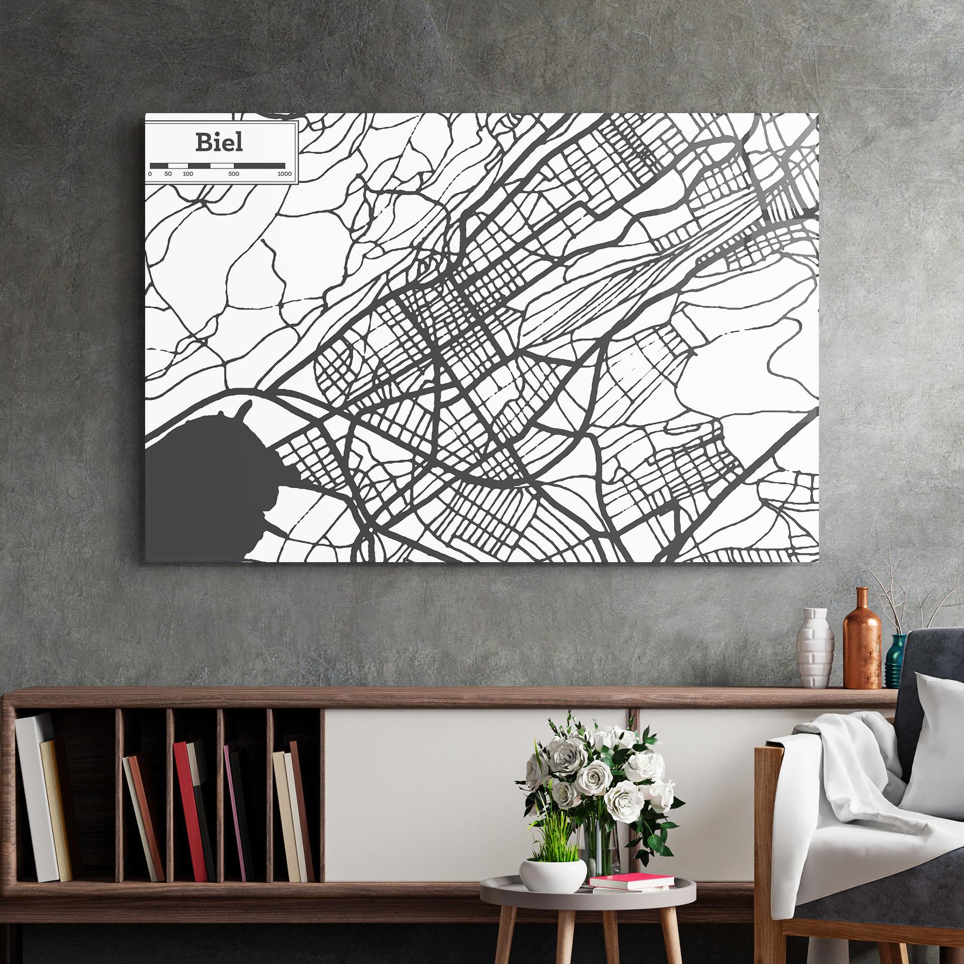 Glasbild Biel Map mockup 2