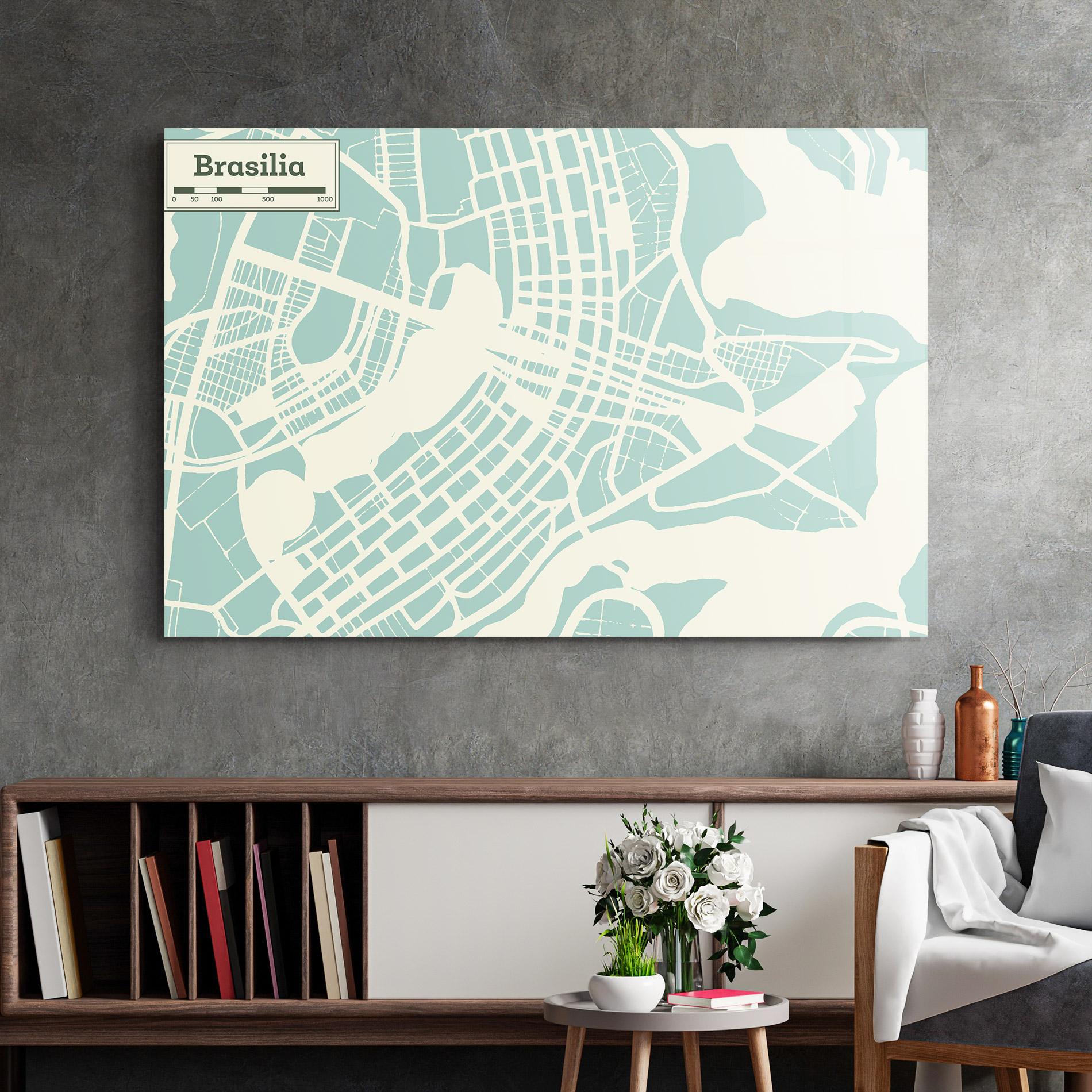 Glasbild Brasilia Map mockup 2