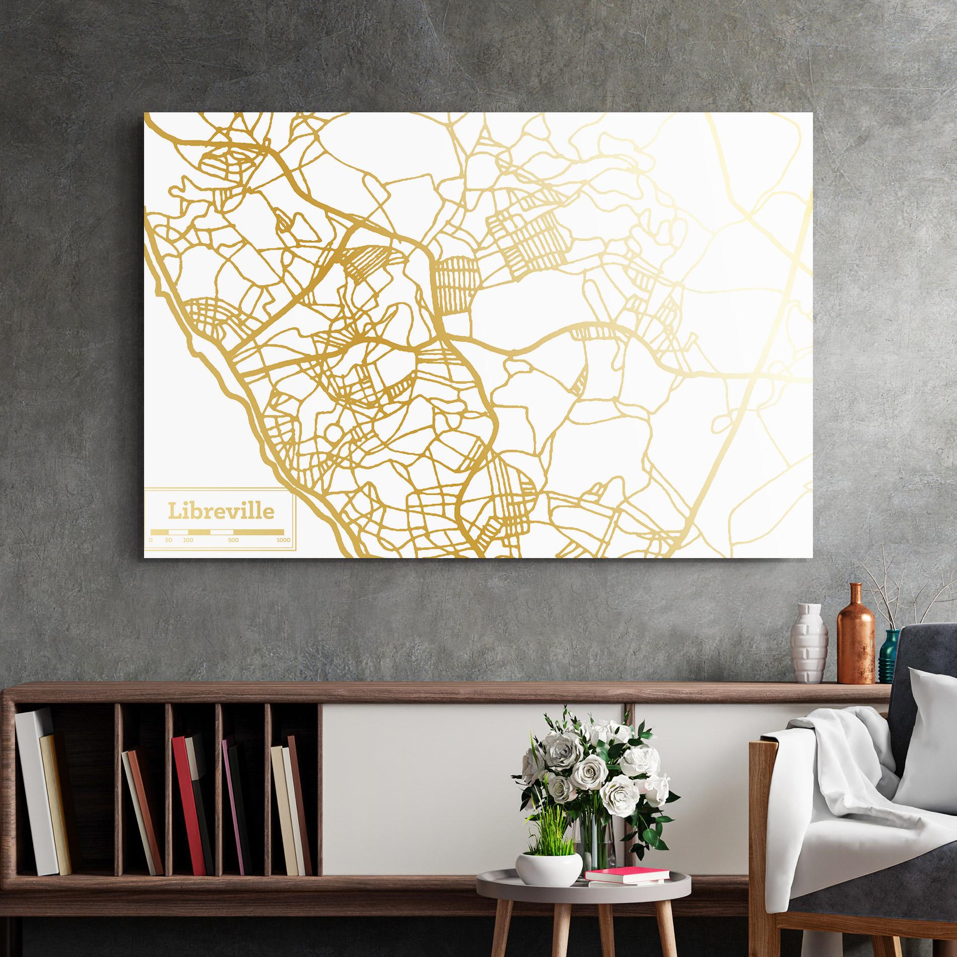 Glasbild Libreville Gold Map mockup 2