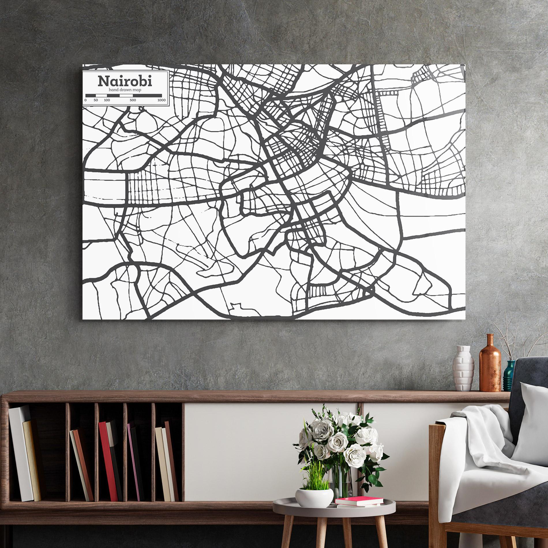 Glasbild Nairobi Map mockup 2