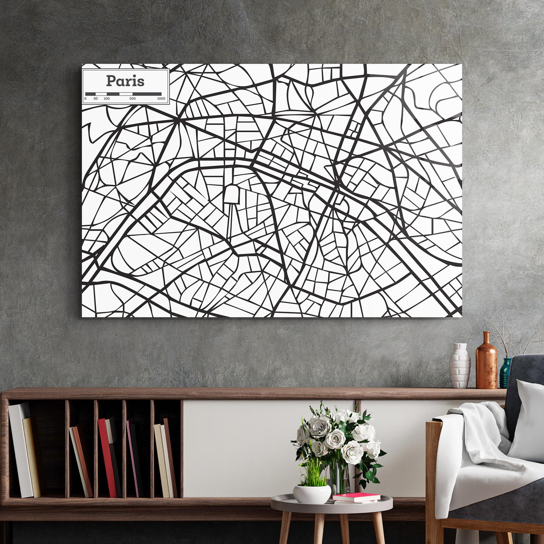 Glasbild Paris Map mockup 2