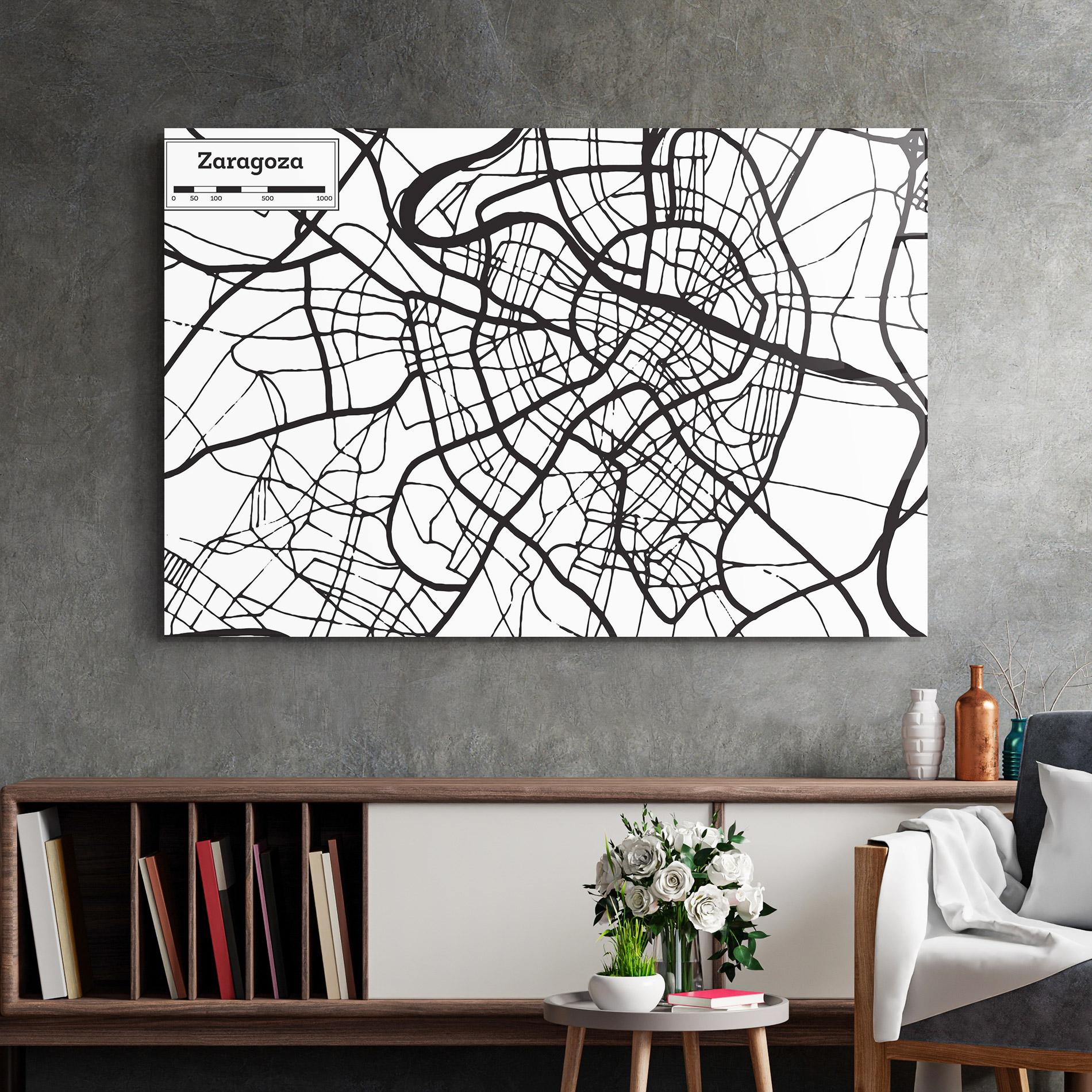 Glasbild Zaragoza City Map mockup 2