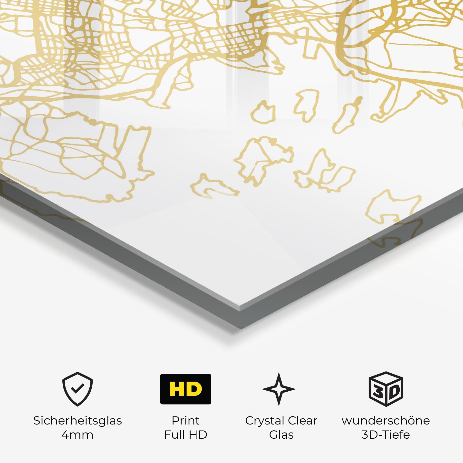 Glasbild Oslo Gold Map mockup 3