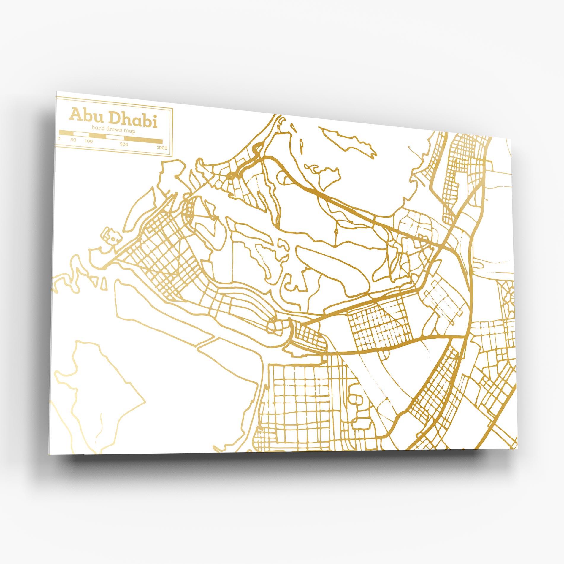 Glasbild Abu Dhabi Map mockup 6