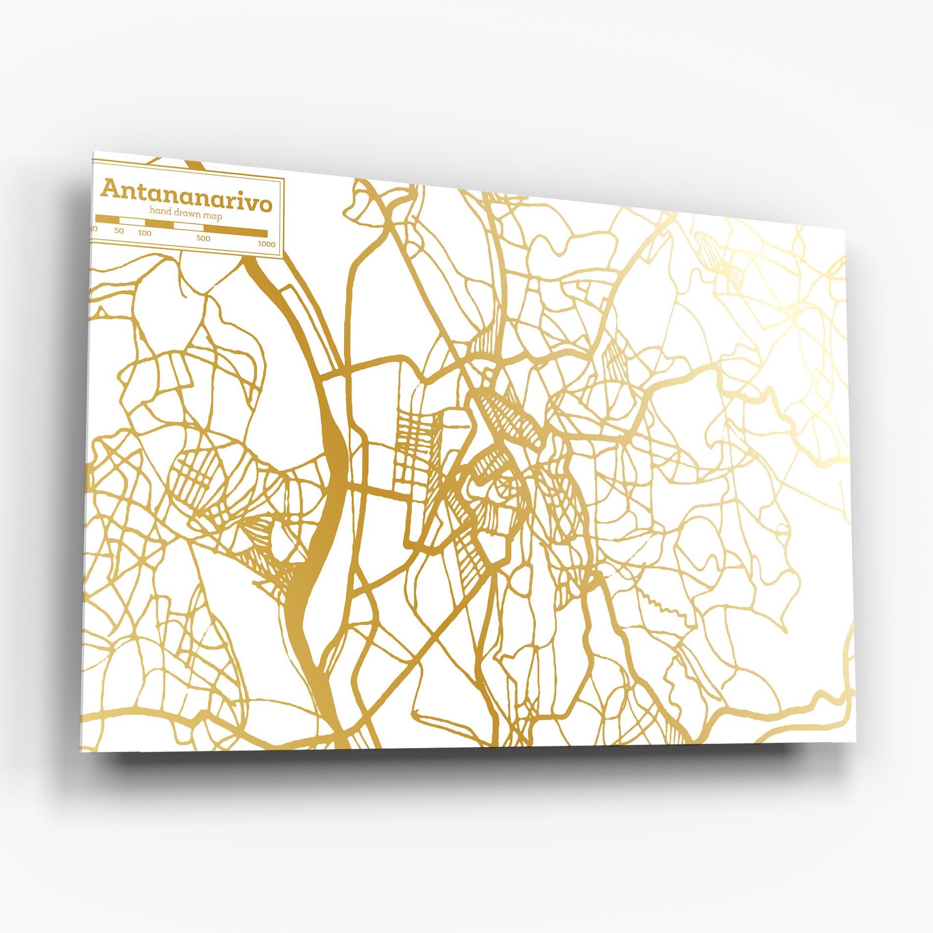 Glasbild Antananarivo Map mockup 6