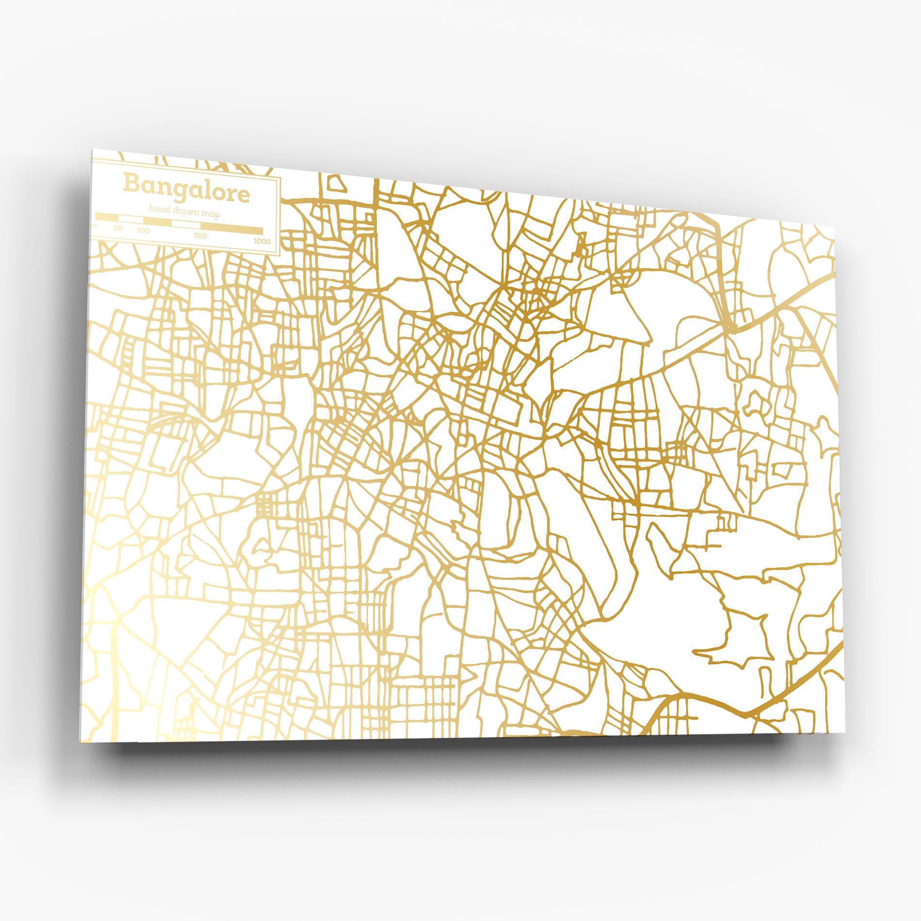 Glasbild Bangalore Map mockup 6